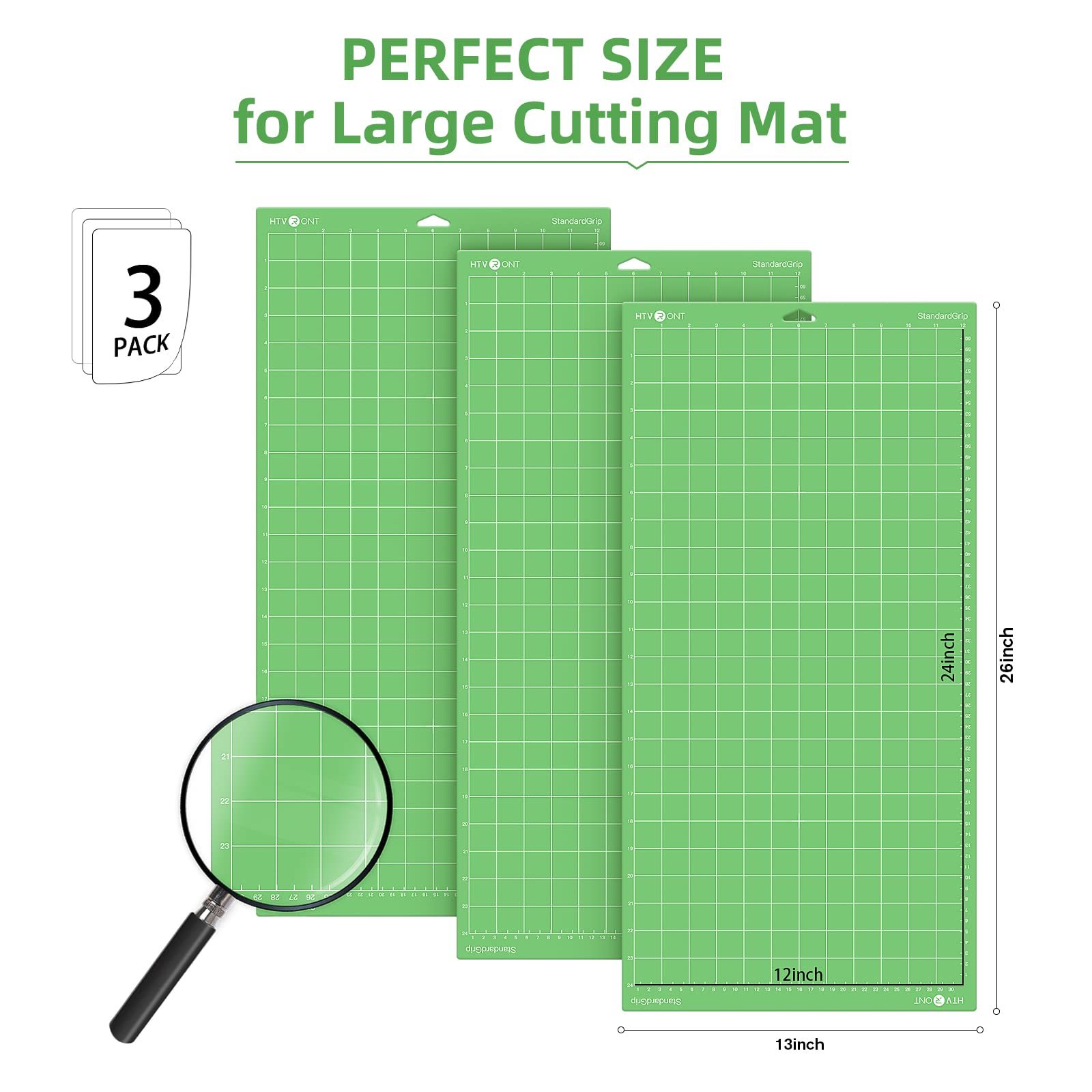 HTVRONT Standard Grip Cutting Mat 12x24 Inch - 3 Pack Replacement Mats for Cricut Maker 3, Maker, Explore 3, Air 2 & One - Self-Healing Quilting & Craft Cutting Mat with Strong Adhesive - Perfect for Vinyl, Paper, Fabric & DIY Projects