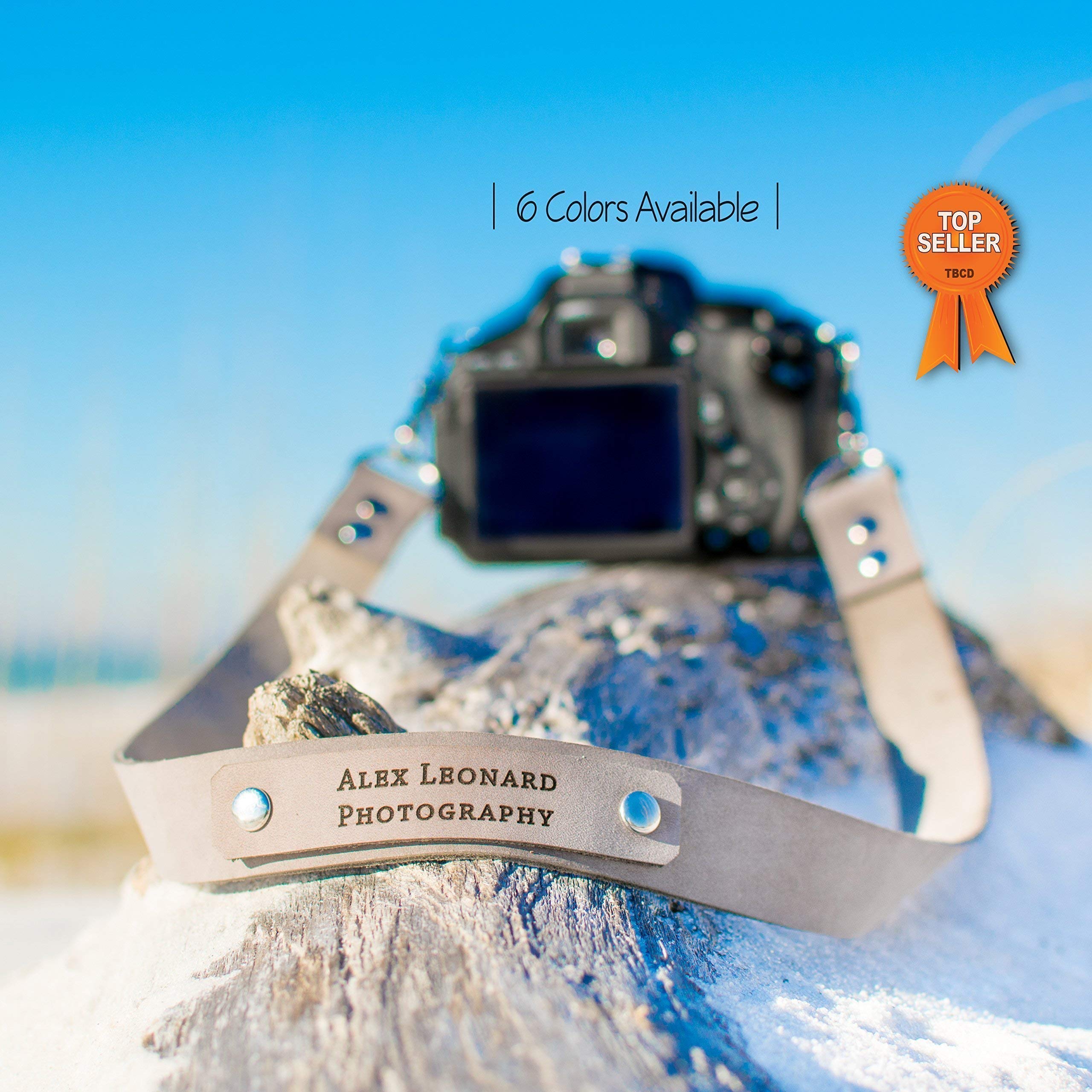 Custom Personalized Leather Camera Strap - Handmade Adjustable Neck Strap for DSLR/Mirrorless Cameras - Perfect Photography Gift & Anniversary Present for Photographers