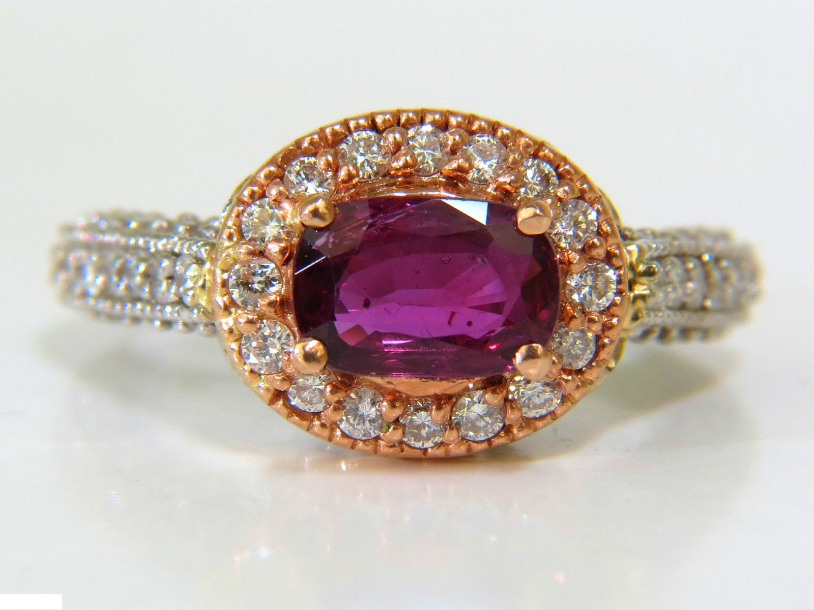 2.78CT Natural Fine Purple Red Ruby Diamond Ring in 14KT Gold (G/VS) – Elegant Jewelry for Weddings, Anniversaries & Special Occasions