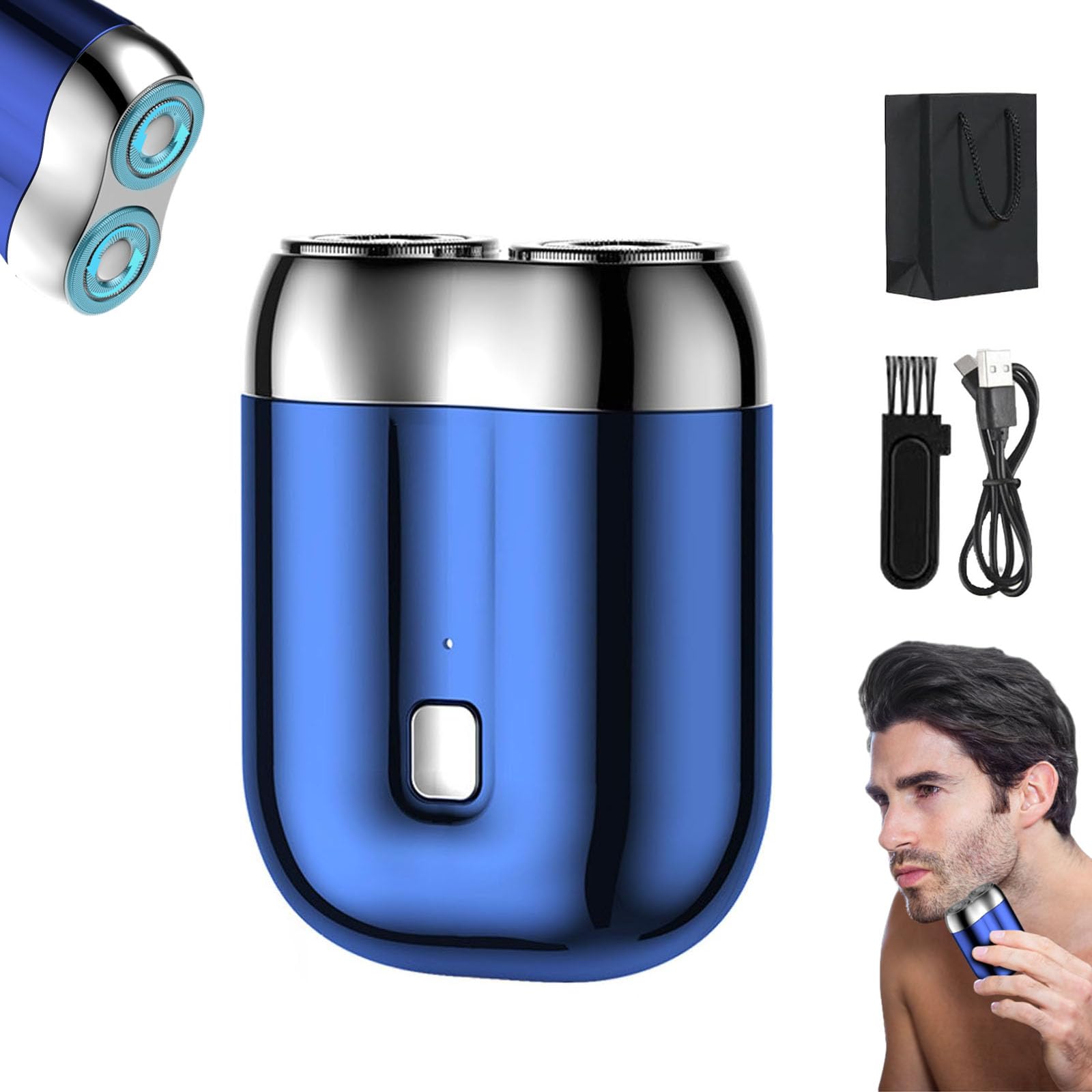 Jacoba Mini Dual-Head Electric Shaver for Men - USB Rechargeable, Waterproof, Compact Travel Shaver - Perfect for Home, Office & Gym Use
