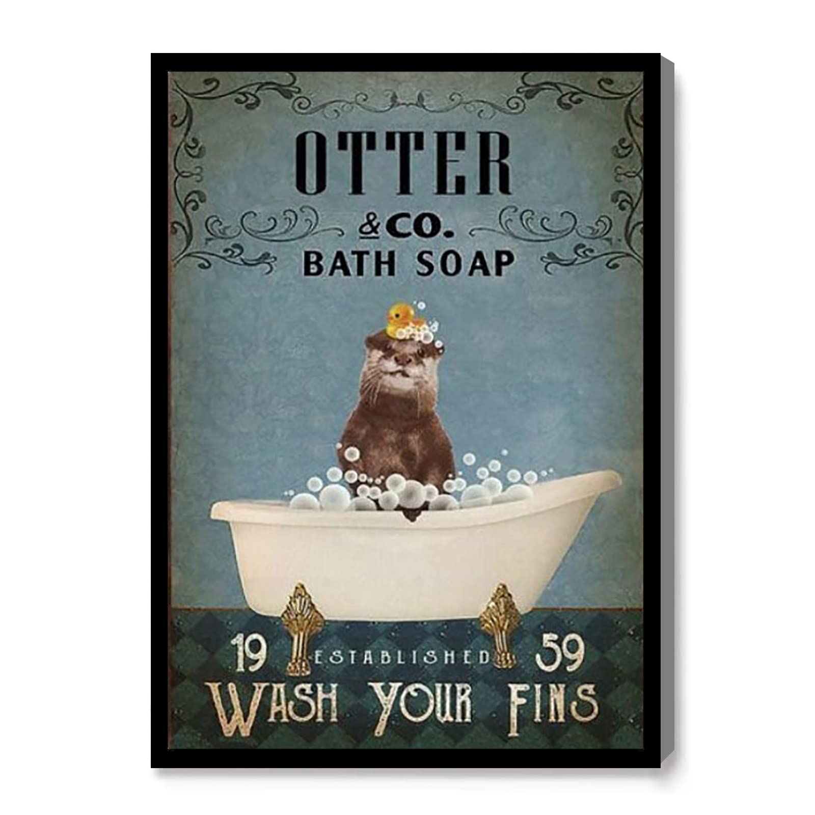 BOSS OFFICE DECOR - Duck Otter & Co Wooden Framed Wall Art Painting (16x24 Inch) - Perfect for Bathroom, Living Room & Kitchen Decor - Home & Office Wall Decorations