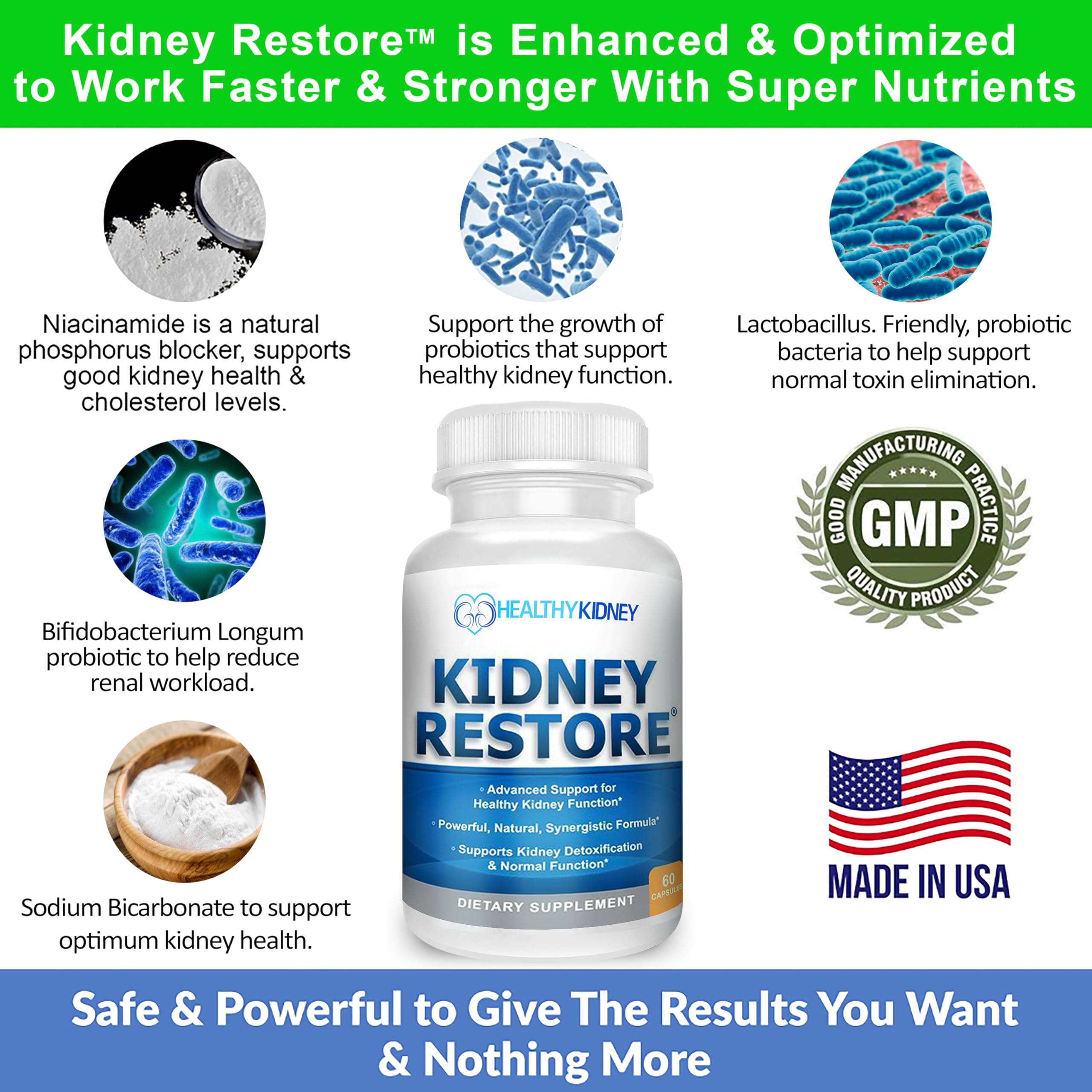Kidney Restore Supplement - Natural Kidney Cleanse & Support for Normal Kidney Function | Kidney Health Vitamins (60 Capsules) | Detox & Daily Wellness Support