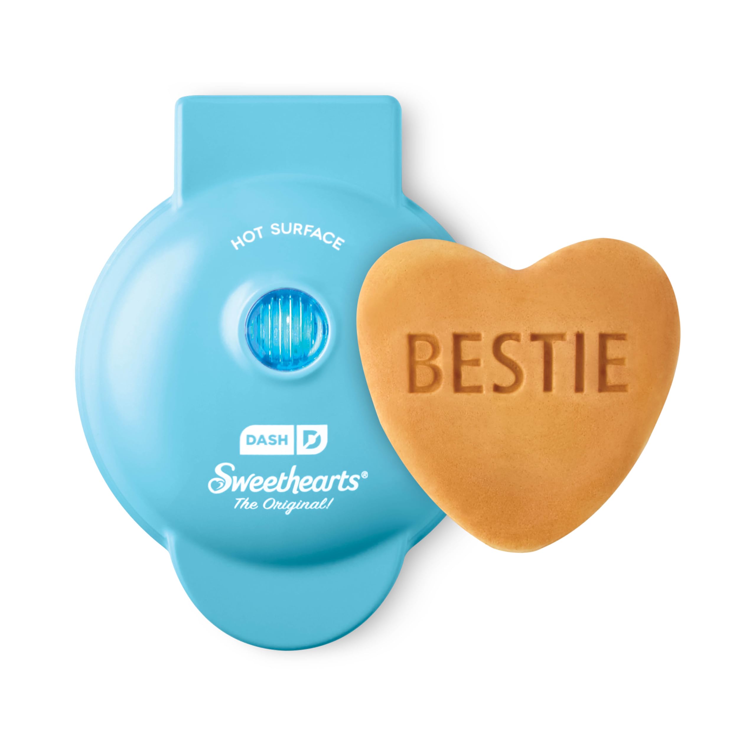 DASH Sweethearts Mini Waffle Maker - 4 Inch Heart Shaped Nonstick Waffle Iron with Fast Heating, Perfect Valentine's Gift for Kids, Couples & Families - Bestie Blue - Great for Breakfast, Desserts & Romantic Dates