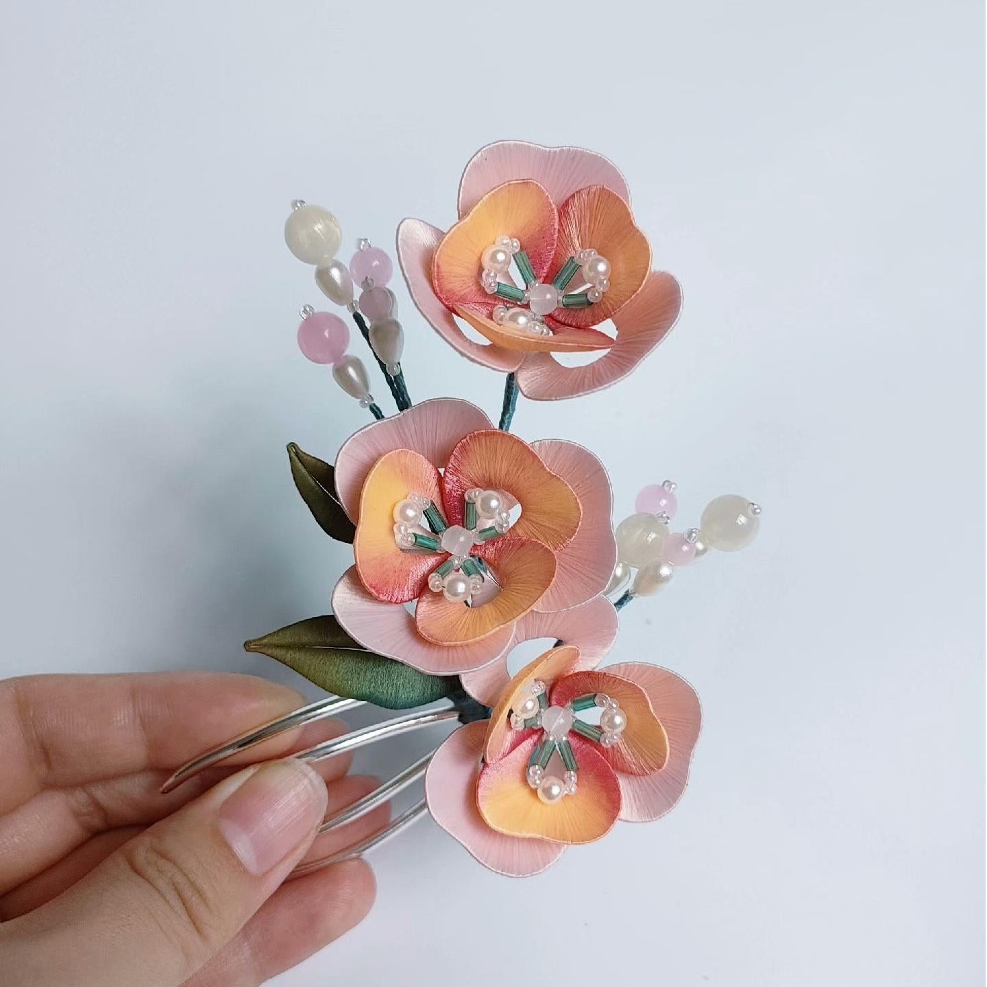 Elegant Pink Silk Flower Hairpin - Handmade Custom Hair Accessory for Women | Perfect for Weddings, Parties & Everyday Wear