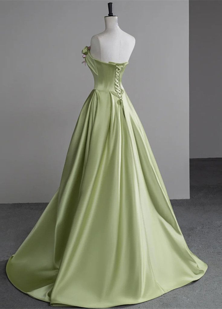 Elegant A-Line Satin Long Evening Dress with 3D Floral Embroidery - J5634 | Perfect for Prom, Wedding Guest & Formal Events