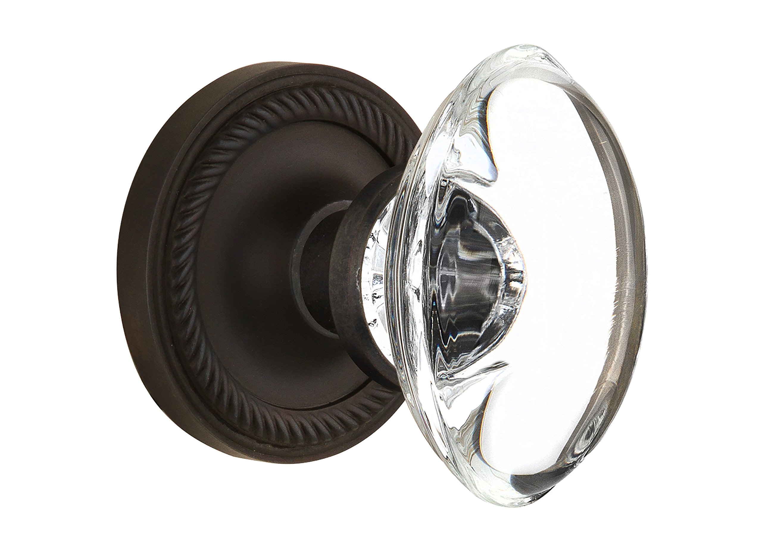 Nostalgic Warehouse Rope Rosette with Oval Clear Crystal Glass Knob - 2.375