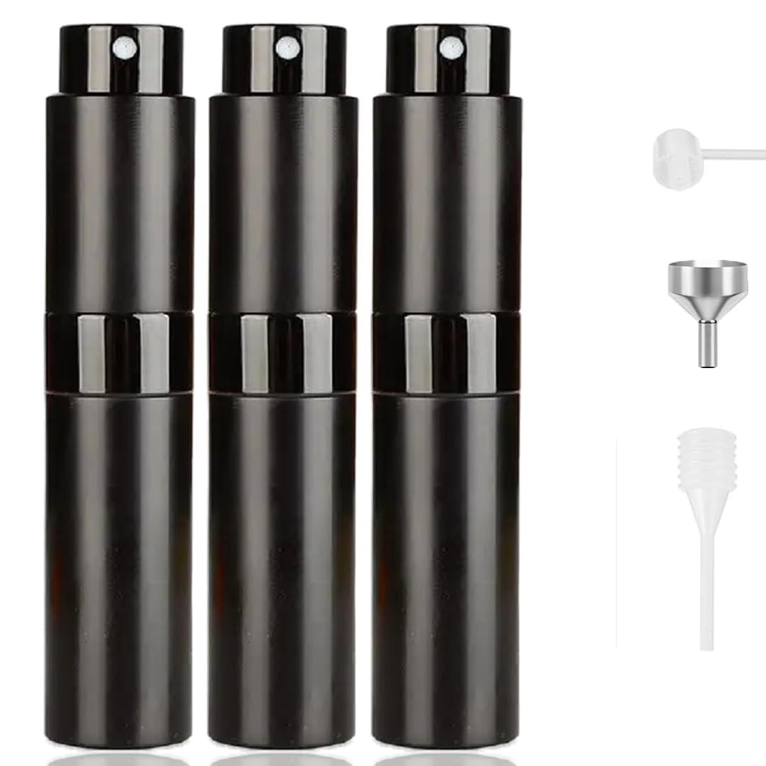 8ml Perfume Atomizer Refillable Travel Bottle - 3 Pack Empty Cologne Sprayer for Women & Men | Perfect for Airplane Carry-On, Gym Bag & Purse Essentials