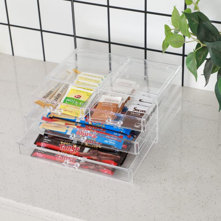 2-Pack Clear Acrylic Stackable Storage Drawers for Vanity & Desk - 6-Tier Desktop Organizer for Office, Jewelry, Hair Clips, Makeup & Beauty Products - Perfect for Bedroom, Bathroom & Workspace Organization