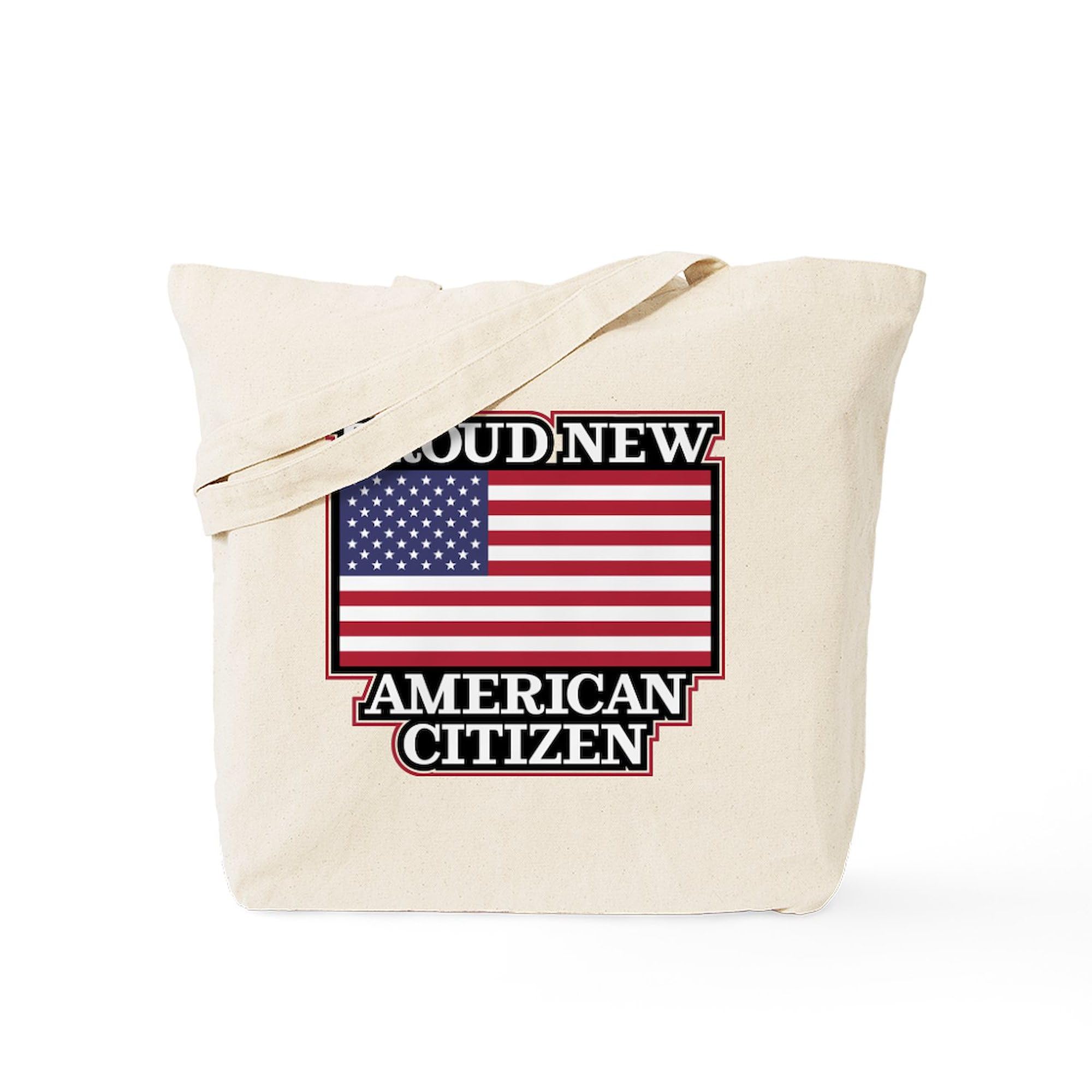 Proud New American Citizen Tote Bag - Natural Canvas Reusable Shopping Bag for Groceries, Beach & Everyday Use | Eco-Friendly & Durable