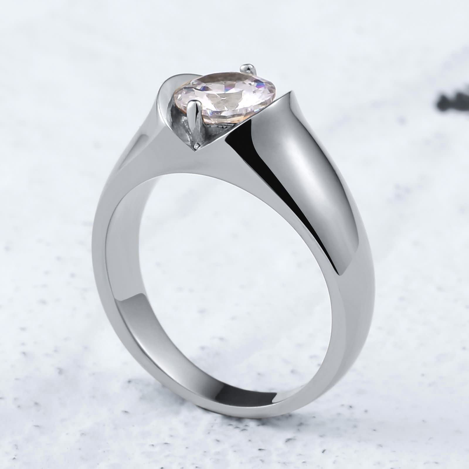 Daesar 10MM Stainless Steel Men's Cubic Zirconia Ring - Gold/Silver Retro Wedding Band (Size 4-12) - Durable & Hypoallergenic Jewelry for Gifts, Anniversaries & Everyday Wear