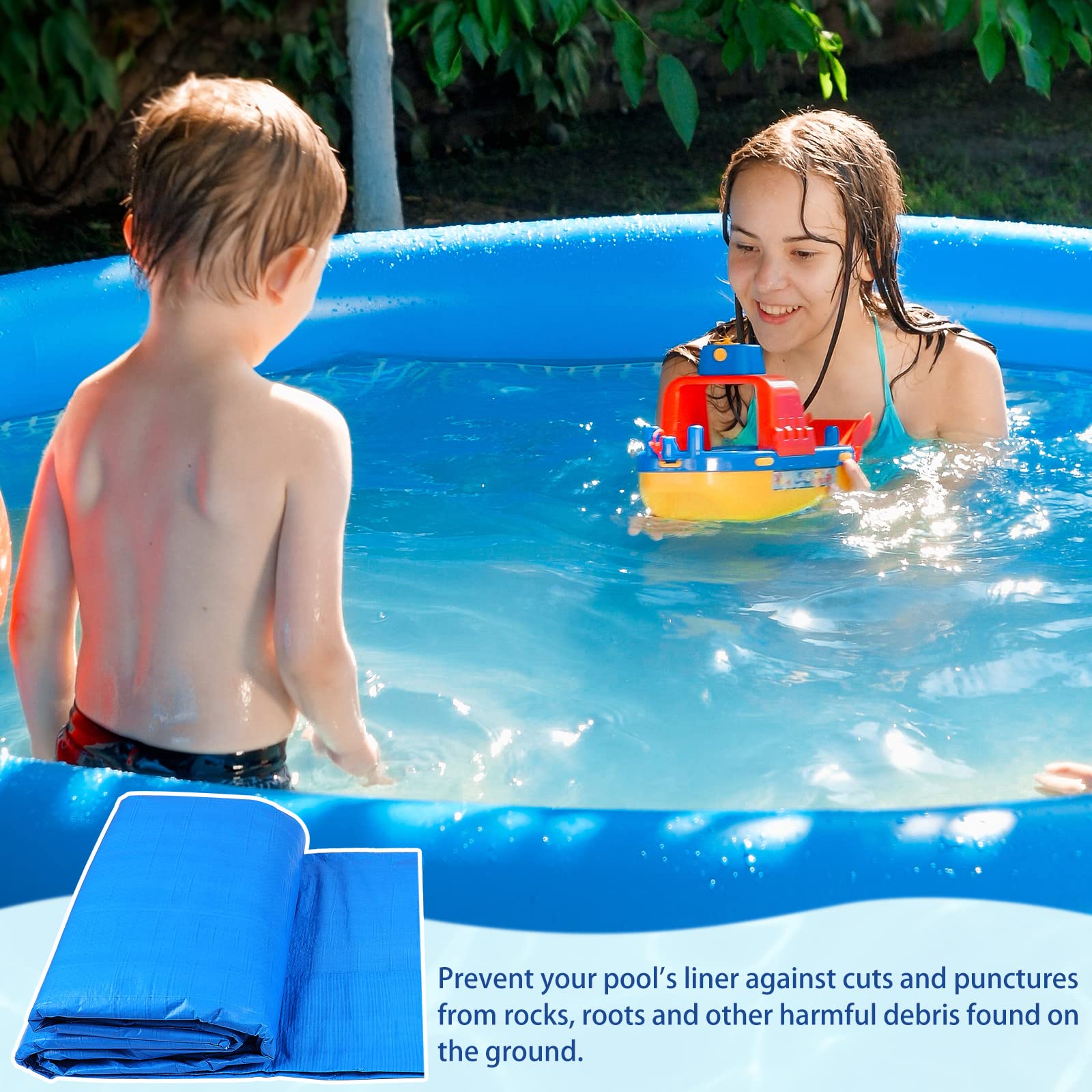 **24 Ft Round Above Ground Pool Liner Pad - Heavy Duty Swimming Pool Ground Cloth Protector Mat Prevents Punctures & Extends Pool Life - Perfect for Backyard, Inflatable & Metal Frame Pools**