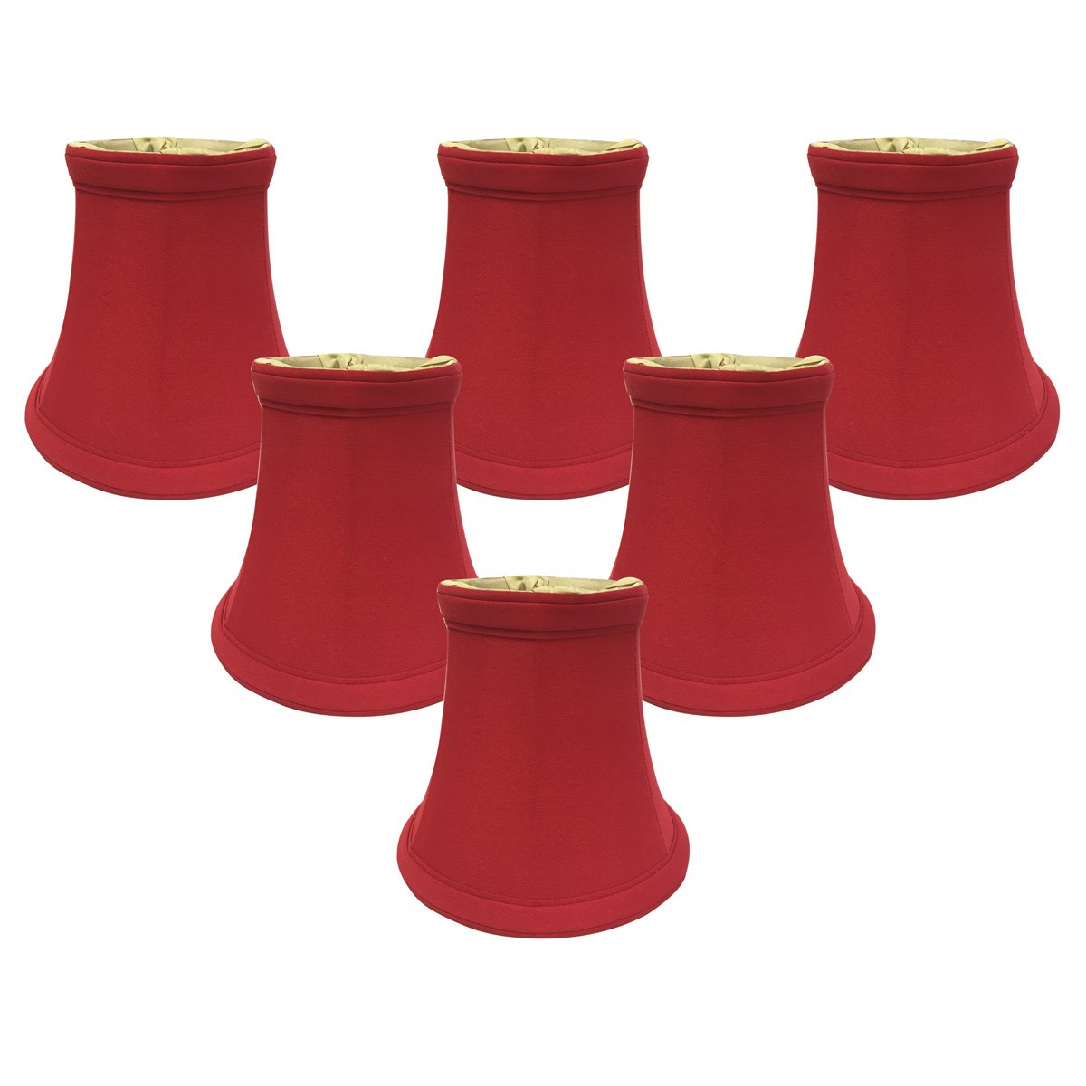 Royal Designs 6-Pack Red Bell Chandelier Lamp Shades - 5 Inch Size (CS-201RED-6) for Dining Room, Bedroom & Vintage Home Decor Lighting