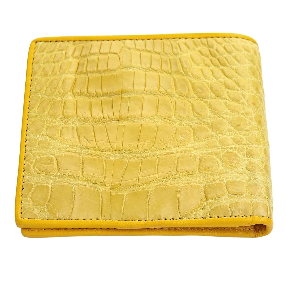 Premium Genuine Crocodile Leather Men's Wallet - Yellow Luxury Bifold Wallet for Men with RFID Protection - Perfect for Business, Travel & Everyday Use