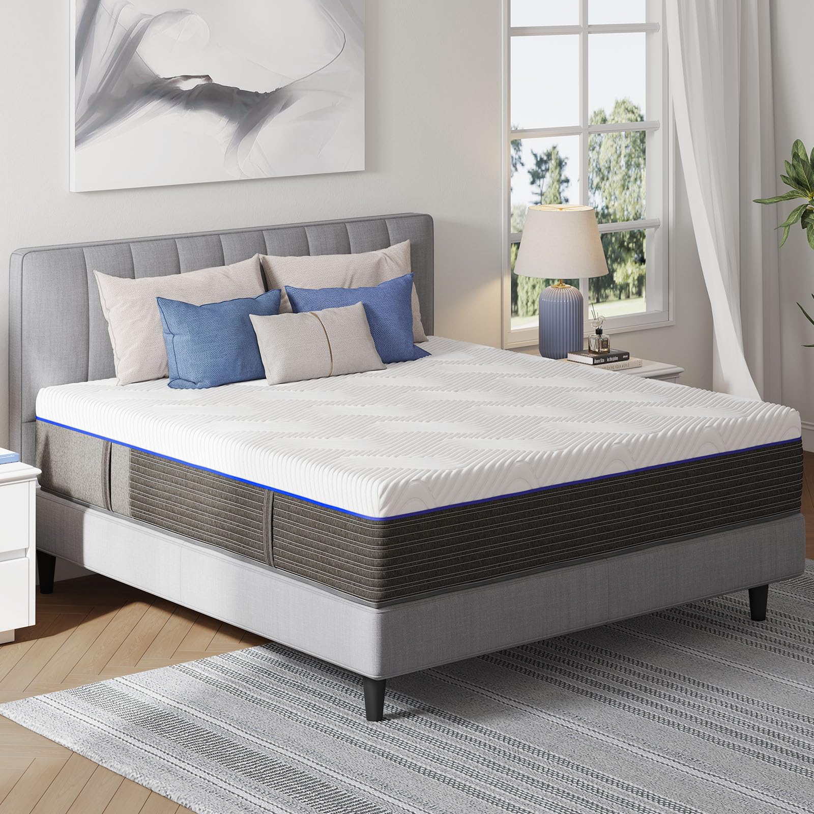 Rolanstar 10 Inch Full Size Gel Memory Foam Mattress - Fiberglass-Free, Medium Firm, CertiPUR-US Certified for Pressure Relief & Back Support - Perfect for Kids' Rooms, Guest Beds & Small Apartments (White)