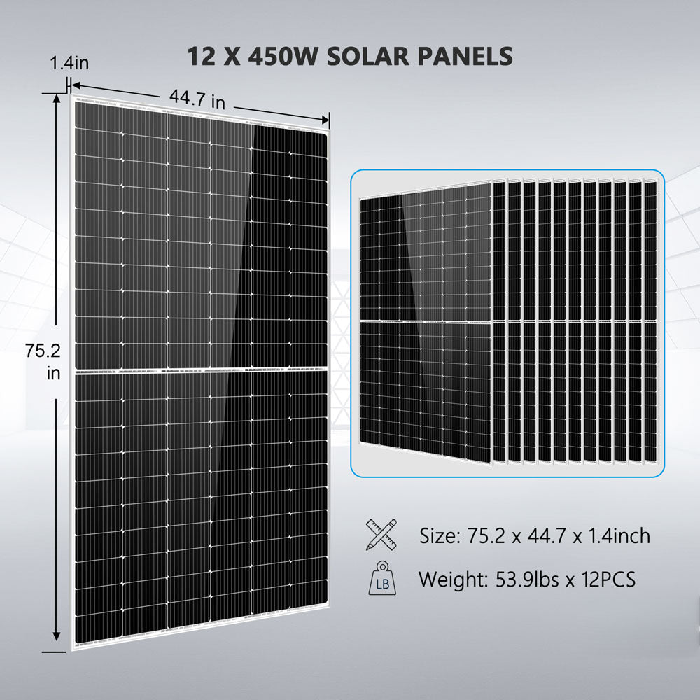 SunGoldPower 8000W Complete Off Grid Solar Kit with 10.24KWH Lithium Battery & 5400W Solar Panels | 48V 120V/240V Output | Ideal for Home Backup Power, RV Living & Remote Cabins | SGK 8MAX Solar Energy System