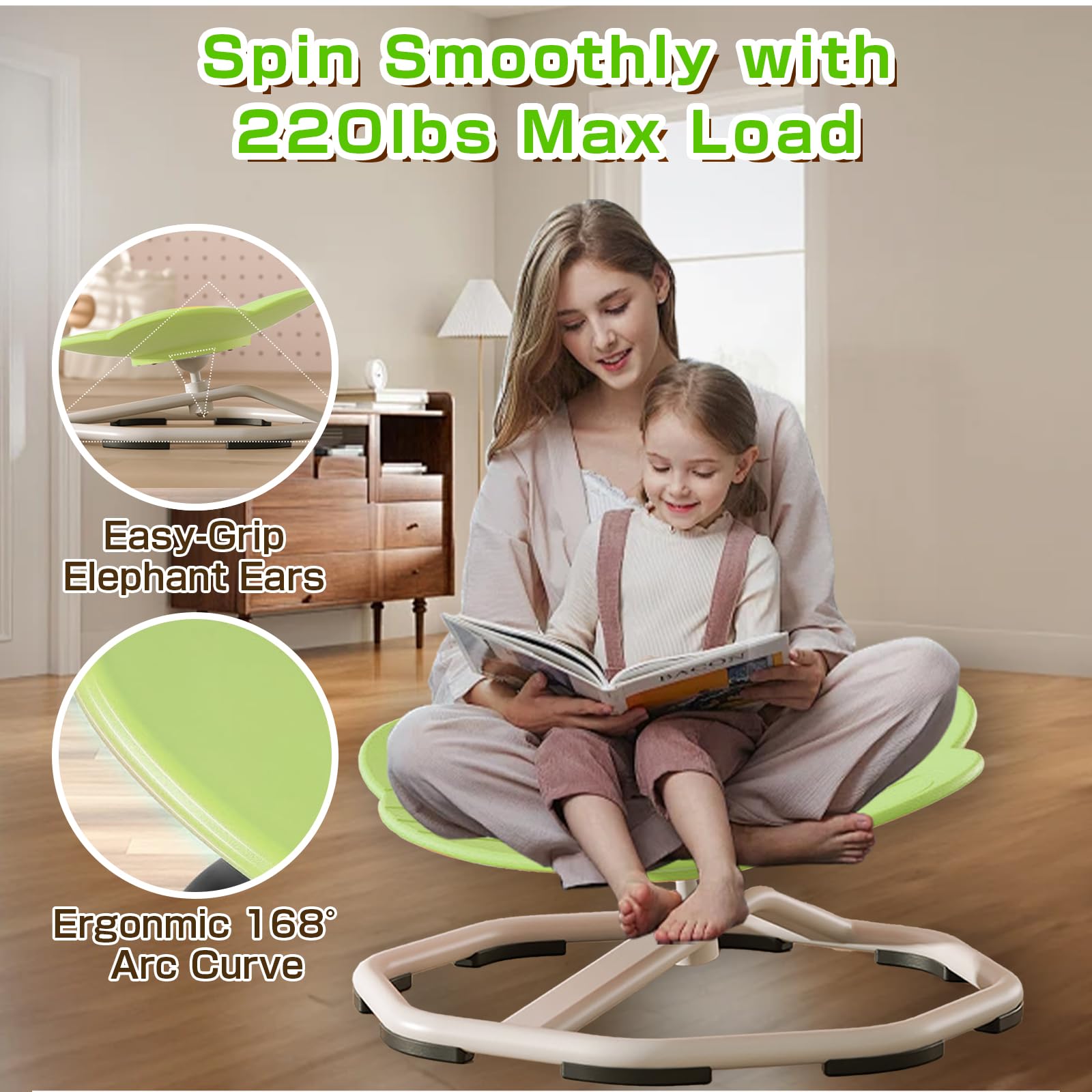 Kids Swivel Chair - Sensory Spinning Chair for Autistic Children, Light Green Autism Chair for Calming & Focus | Perfect for Classrooms, Therapy Rooms & Home Use