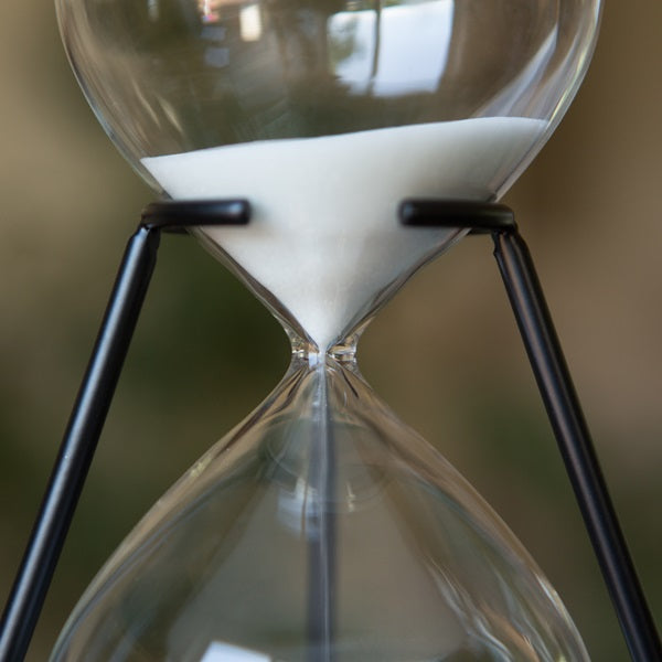 30 or 60 Minute Modern Glass Sand Timer with Stand - Black - Perfect for Kitchen, Office, Classroom & Board Games