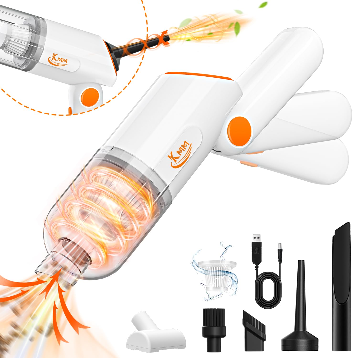 KMM 15000Pa Handheld Car Vacuum Cleaner - 120W High Power Portable Vacuum with 3-Angle Adjustable Handle for Cars, Home & Pet Hair | Perfect for Car Detailing, Pet Hair Removal & Quick Home Cleaning