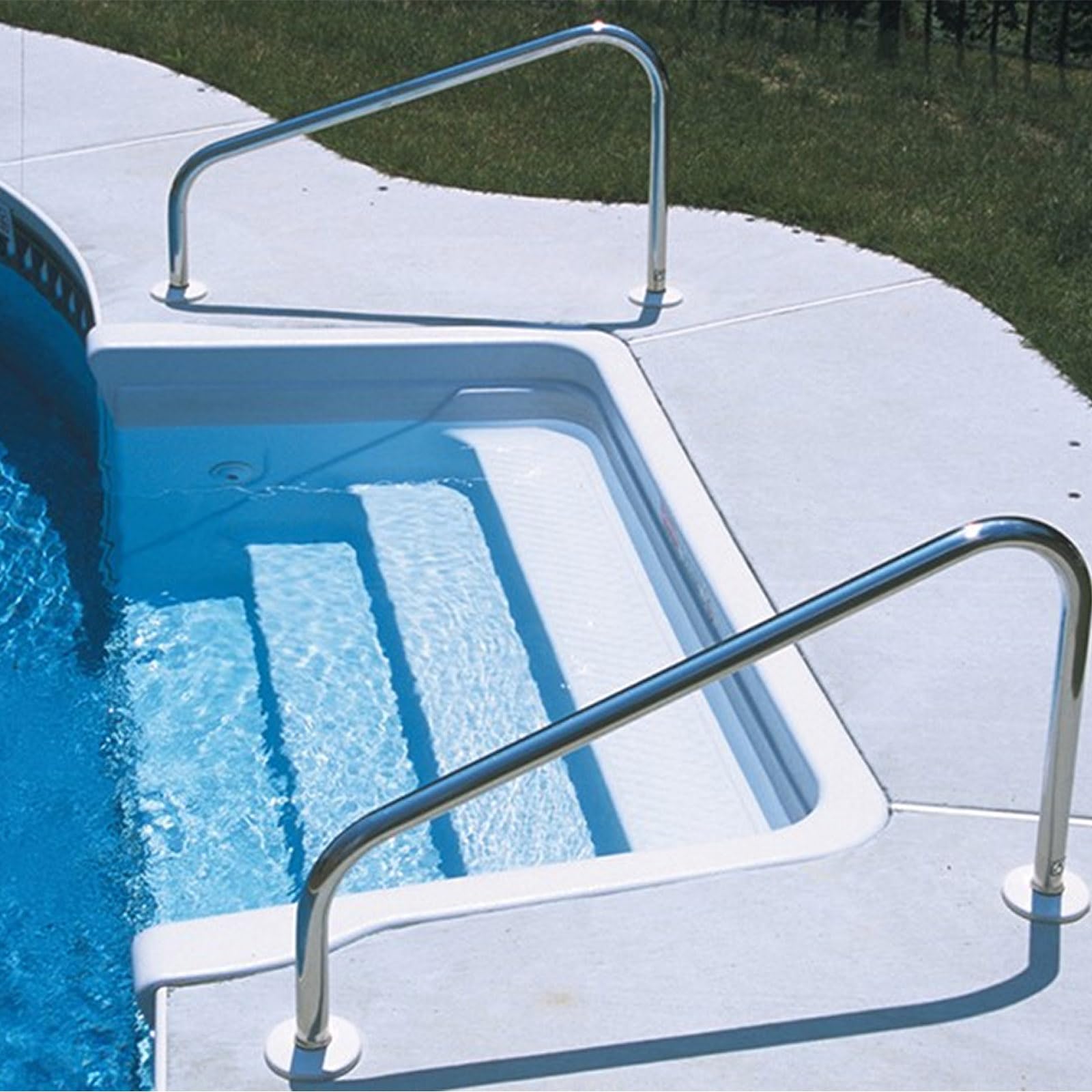 S.R.Smith 50-901 Stainless Steel Deck Mounted Pool Stair Rail - Heavy Duty Safety Handrail for Inground & Above Ground Pools | Perfect for Pool Entry/Exit, Elderly & Kids Safety