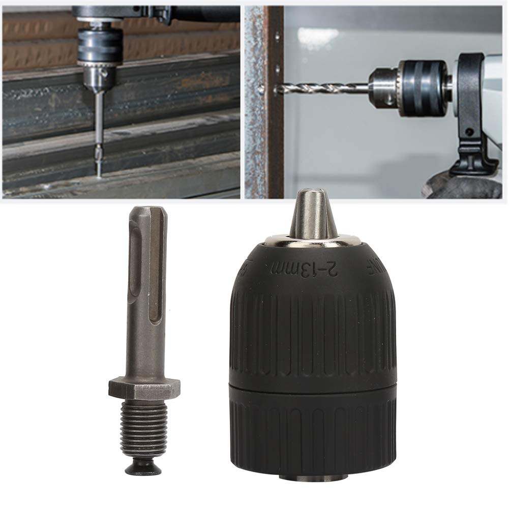 YWBL-WH 2.0-13mm Keyless Drill Chuck with 1/2-20UNF & SDS Round Shank Adapter - Perfect for Power Drills, Woodworking, and Metalworking Projects