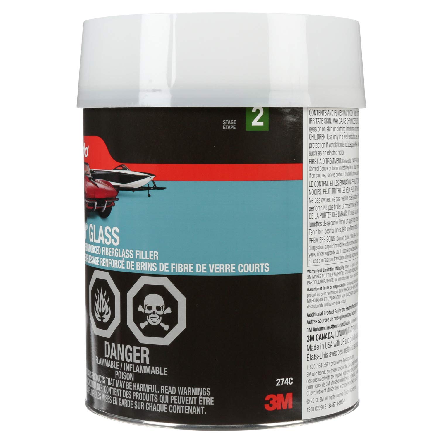 Bondo Bondo-Glass Reinforced Filler - 1 Gallon (00274) | Fiberglass Repair Compound for Auto Body, Marine & Home Repairs | Perfect for Fixing Cracks, Holes & Dents in Cars, Boats & Household Surfaces