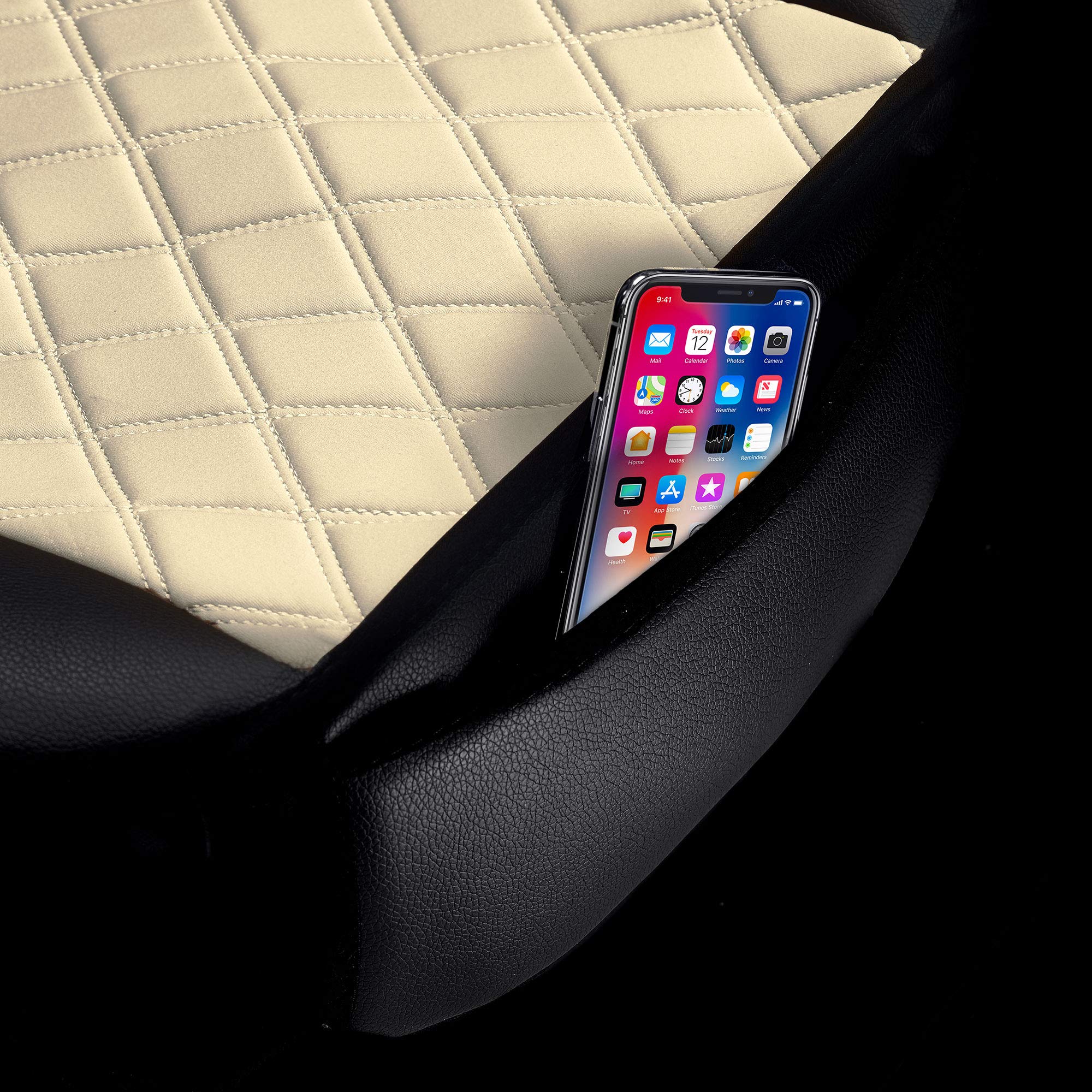 FH Group 2-Pack Faux Leather Car Seat Covers - Waterproof Universal Fit for Cars, Trucks & SUVs - Perfect for Road Trips & Daily Commute