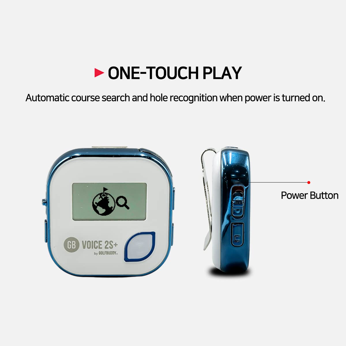 GolfBuddy Clip-on Voice 2 Golf GPS Rangefinder - Hat-Mounted Golf Navigation Device with 14-Hour Battery, Water Resistant, Free Lifetime Course Updates (White/Navy) - Perfect for On-Course Distance Tracking and Swing Improvement