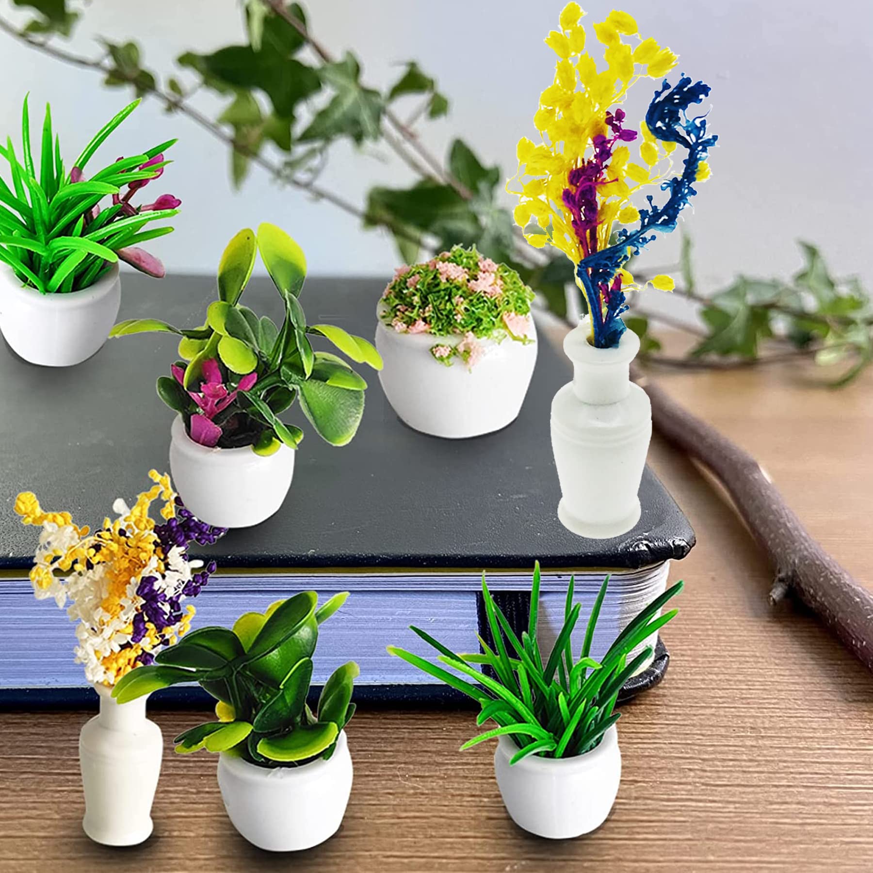 20 PCS Miniature Potted Plants Set - Artificial Succulents & Flowerpots for Dollhouse Garden Decor, DIY Mini Fairy Garden, Terrarium, and Home Decoration