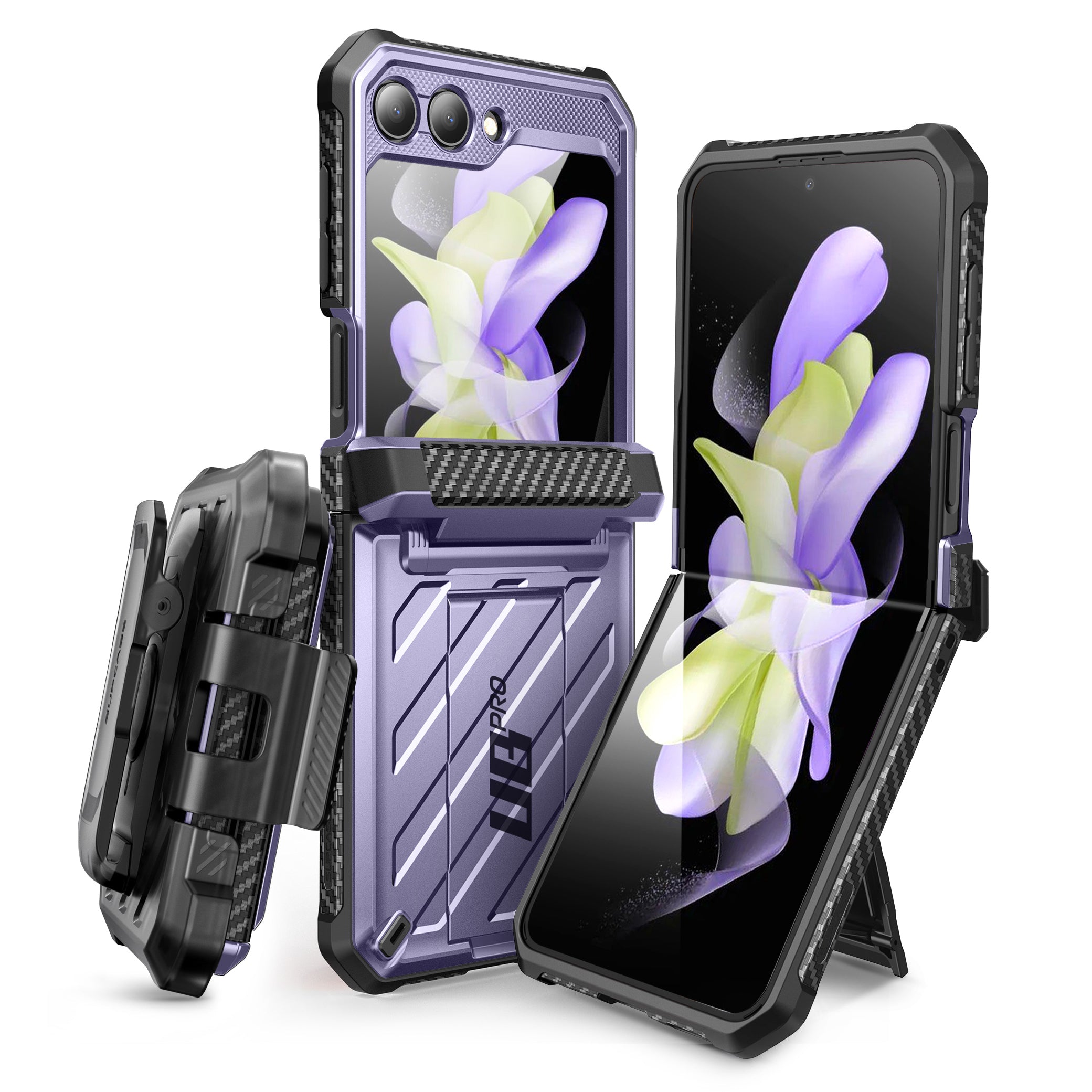 Samsung Galaxy Z Flip5 Unicorn Beetle PRO Heavy Duty Rugged Case with Belt Clip - Metallic Purple | Shockproof & Drop Protection for Everyday Use, Outdoor Activities & Work