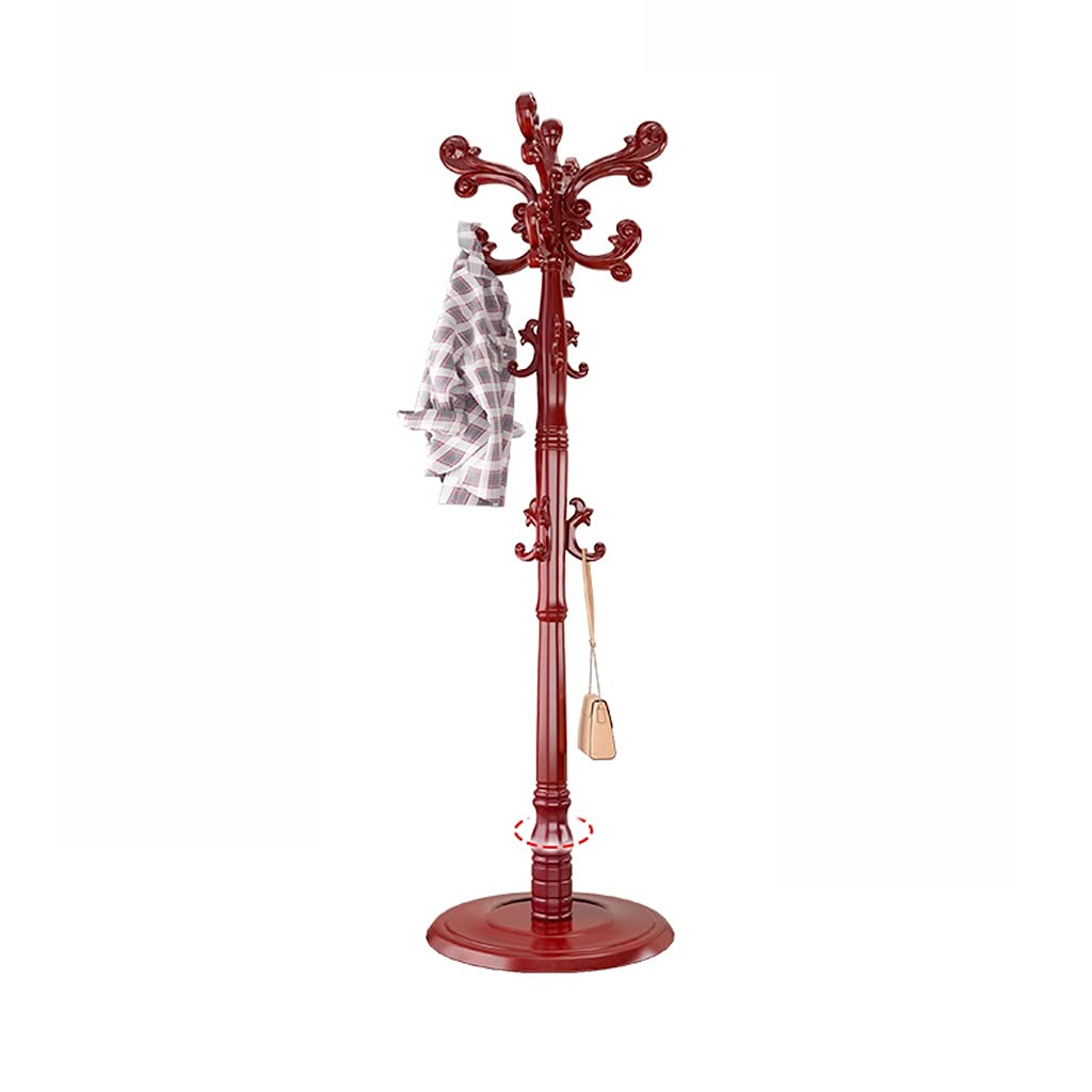10-Hook Free Standing Coat Tree & Hat Rack - Sturdy Clothes Hanger for Bedroom, Entryway, Closet - Holds Coats, Hats, Purses, Handbags & Umbrellas (Wine Red) - Perfect for Organizing Clothes & Accessories in Home, Office or Dorm Room