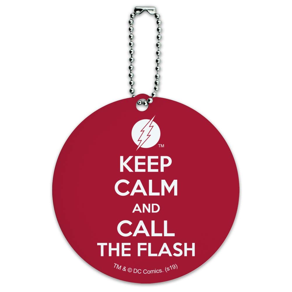 Keep Calm and Call The Flash - Round Luggage ID Tag for Suitcases & Carry-On Bags | Durable Travel Accessory for Airports, Vacations & Business Trips