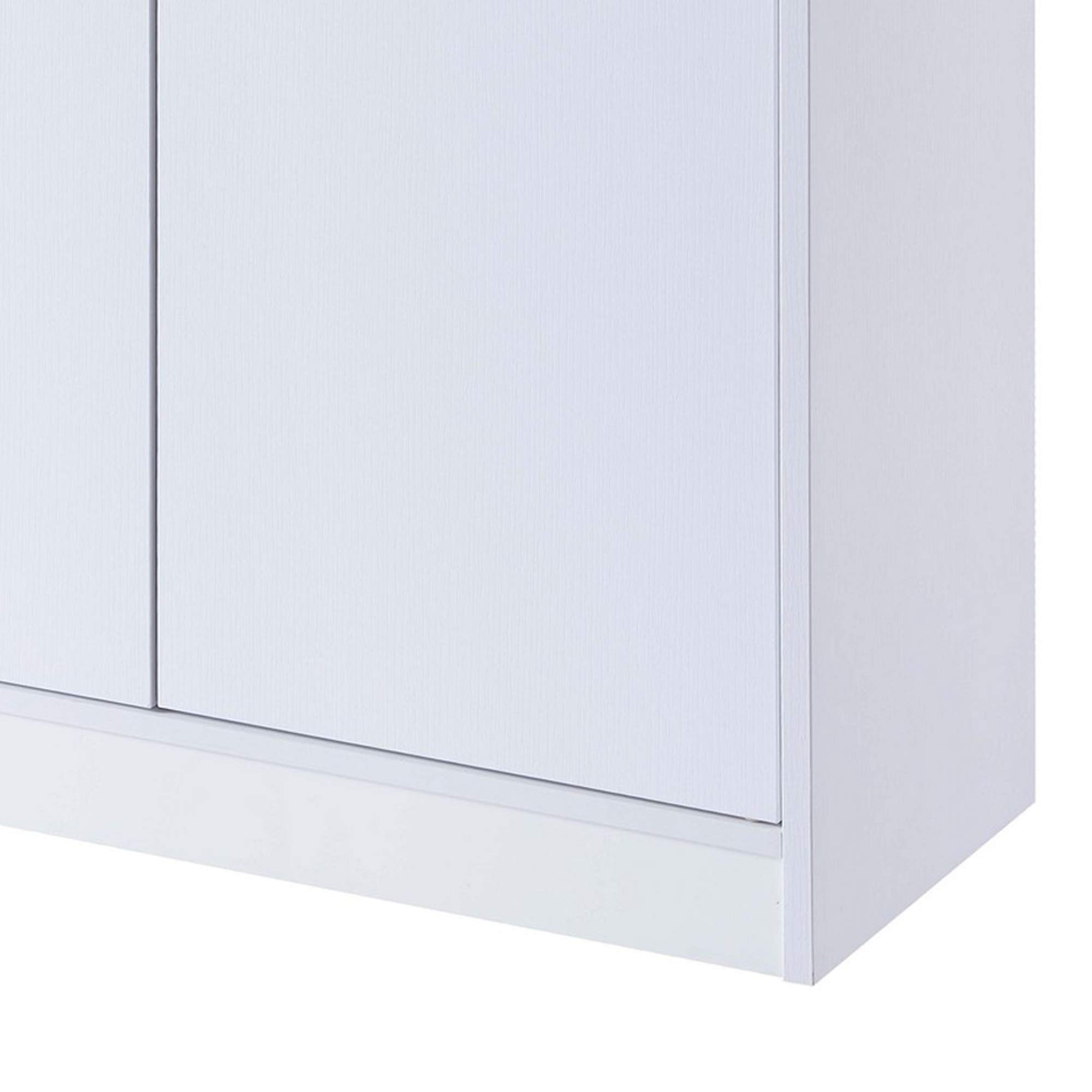 Benjara 47 Inch White Wooden Shoe Cabinet with 2 Doors - Space Saving Entryway Storage Organizer for Hallway, Closet & Mudroom