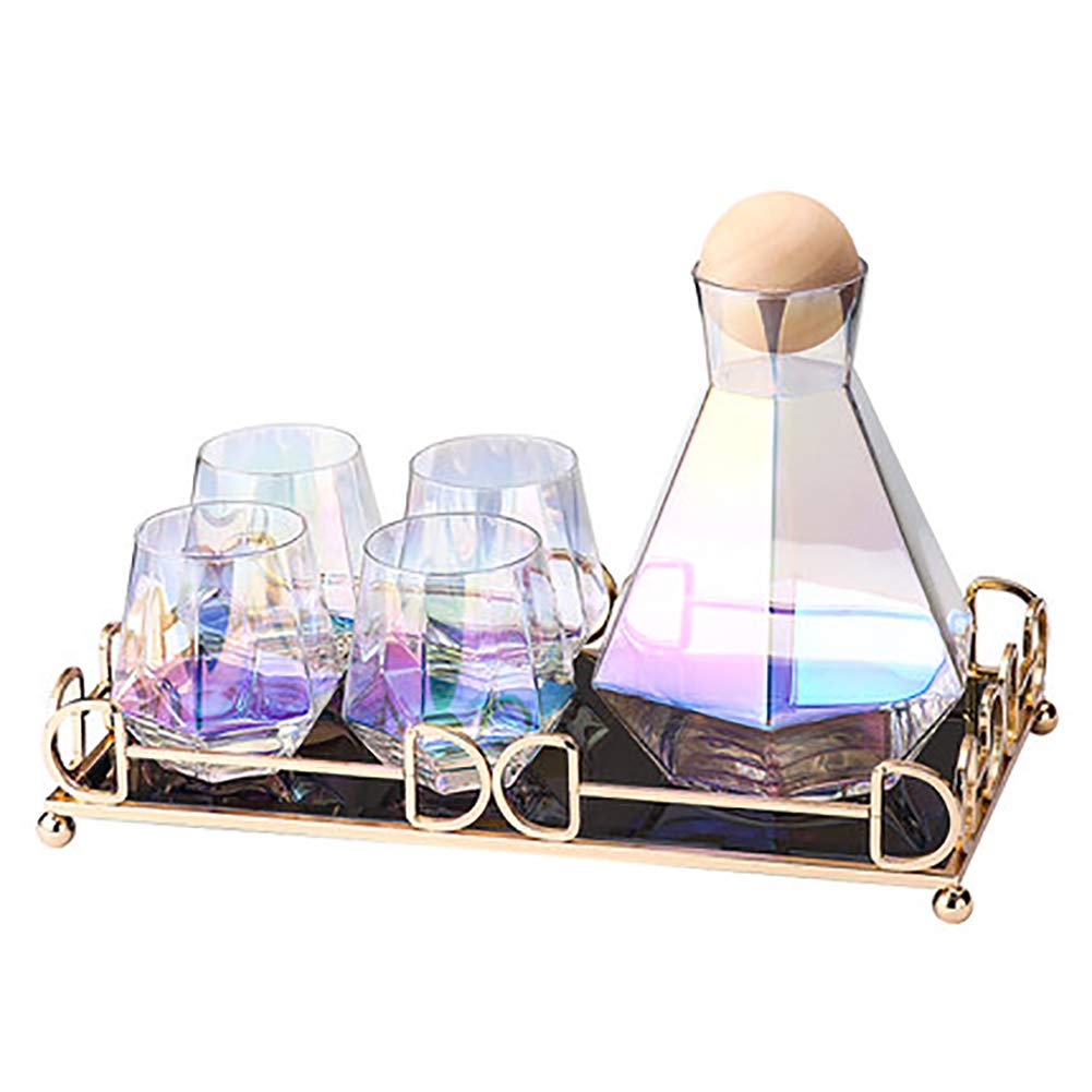 Premium XINDONG Whiskey Decanter Set - 1300ml Crystal Glass Decanter with 4 Elegant Whiskey Glasses for Scotch, Bourbon, Vodka & Liquor - Perfect for Home Bars, Gifts & Entertaining