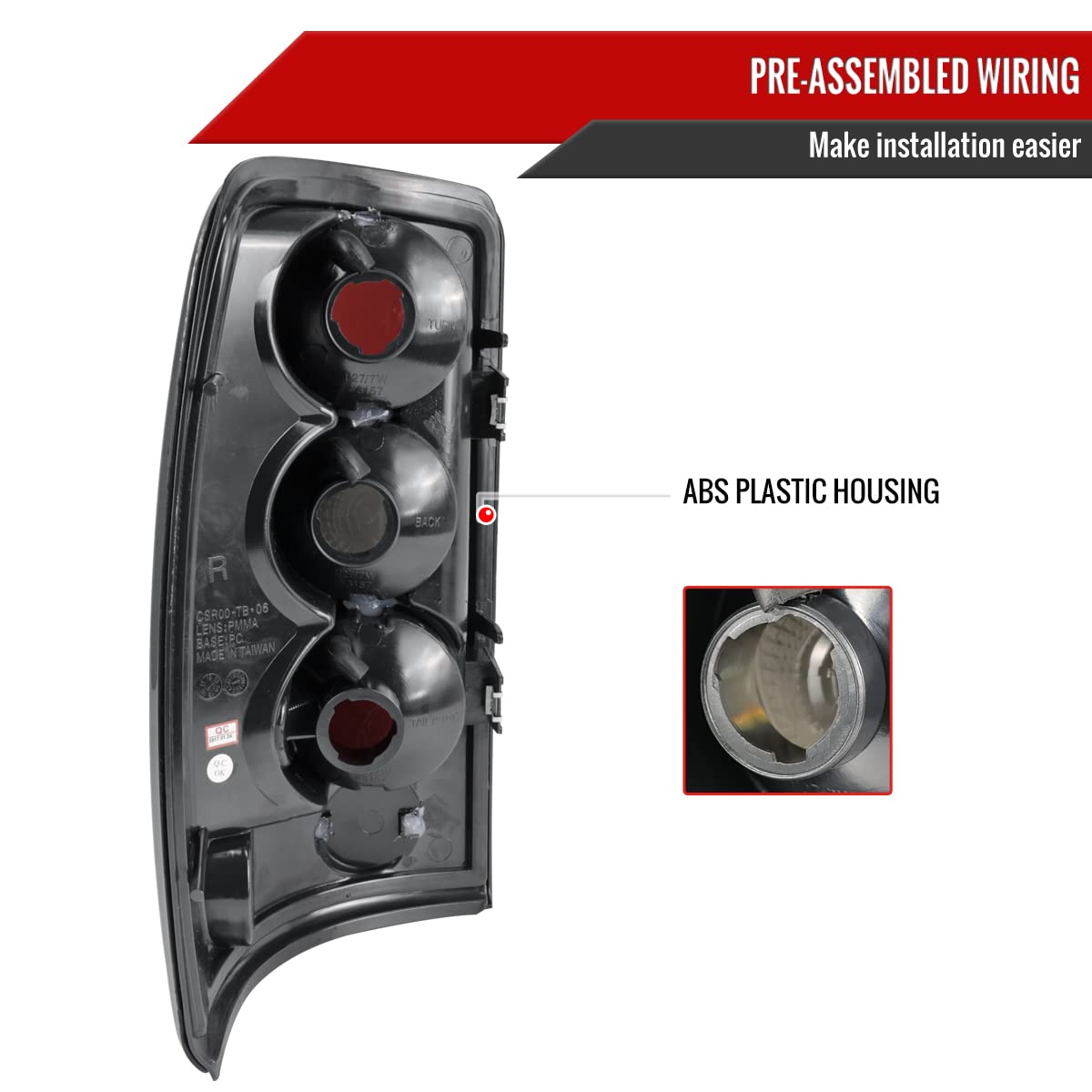 00-06 GMC Chevy Tahoe Suburban Yukon Denali Replacement Tail Lights - Chrome Rear Brake Lamps for Improved Visibility & Style | Perfect for Night Driving & Vehicle Customization