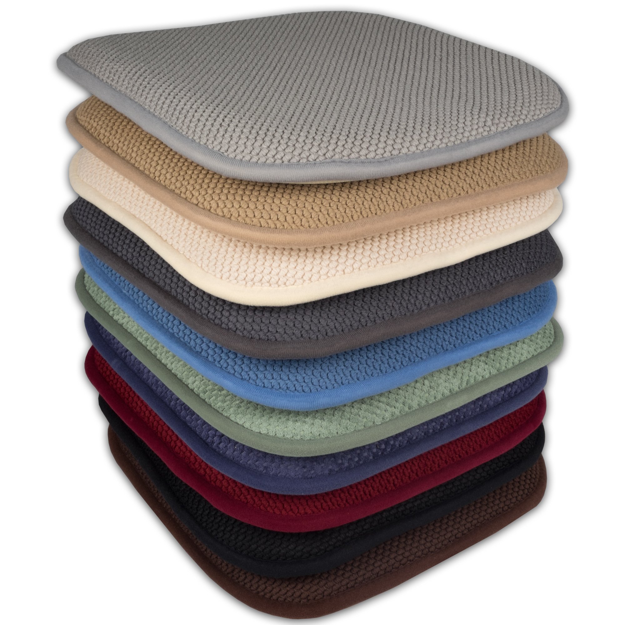 Premium Memory Foam Chair Cushion Set - 12 Pack Honeycomb Pattern Non-Slip Seat Covers (16
