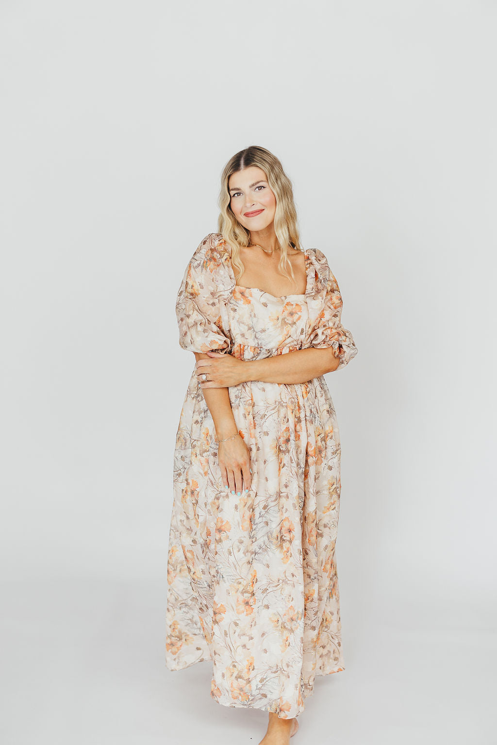 Elegant Beige Multi Smocked Maxi Dress - Bump Friendly Maternity & Inclusive Sizing (S-3XL) | Perfect for Pregnancy, Beach Vacations & Special Occasions