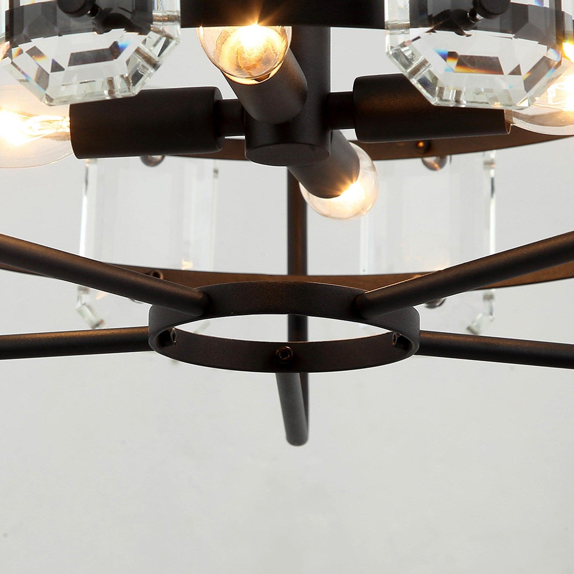 4-Light Modern Crystal Pendant Light Fixture - Gold or Black Finish - Perfect for Dining Room, Living Room, or Bedroom Ceiling Lighting