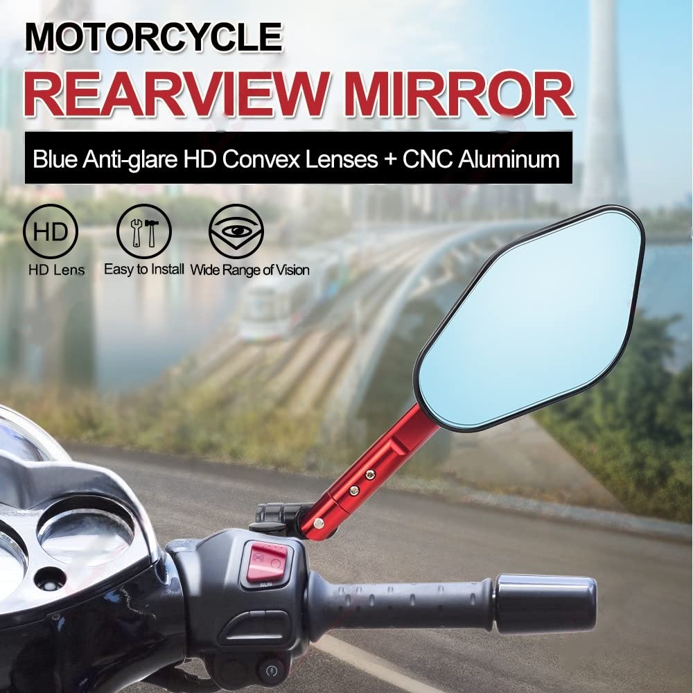 CNC Aluminum Motorcycle Rear View Mirror - Anti-Glare Side Mirrors for Suzuki GSF1250 Bandit (2001-2015) - Black & Blue Options - Perfect for Night Riding and Highway Safety