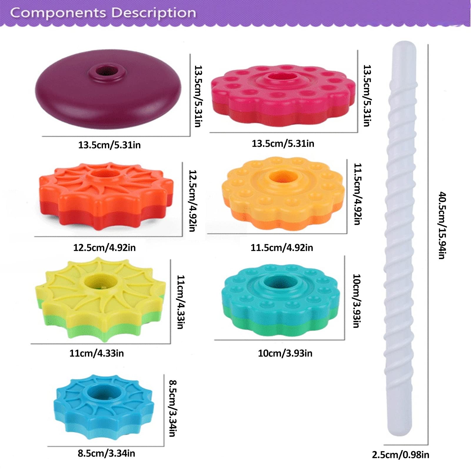 Ailopta Rainbow Spinning Stacking Toy - Baby Sensory Stacking Rings for Brain Development & Fine Motor Skills | Montessori Learning Toy for 1 Year Old Toddlers | Perfect for Playtime, Early Education & Sensory Exploration