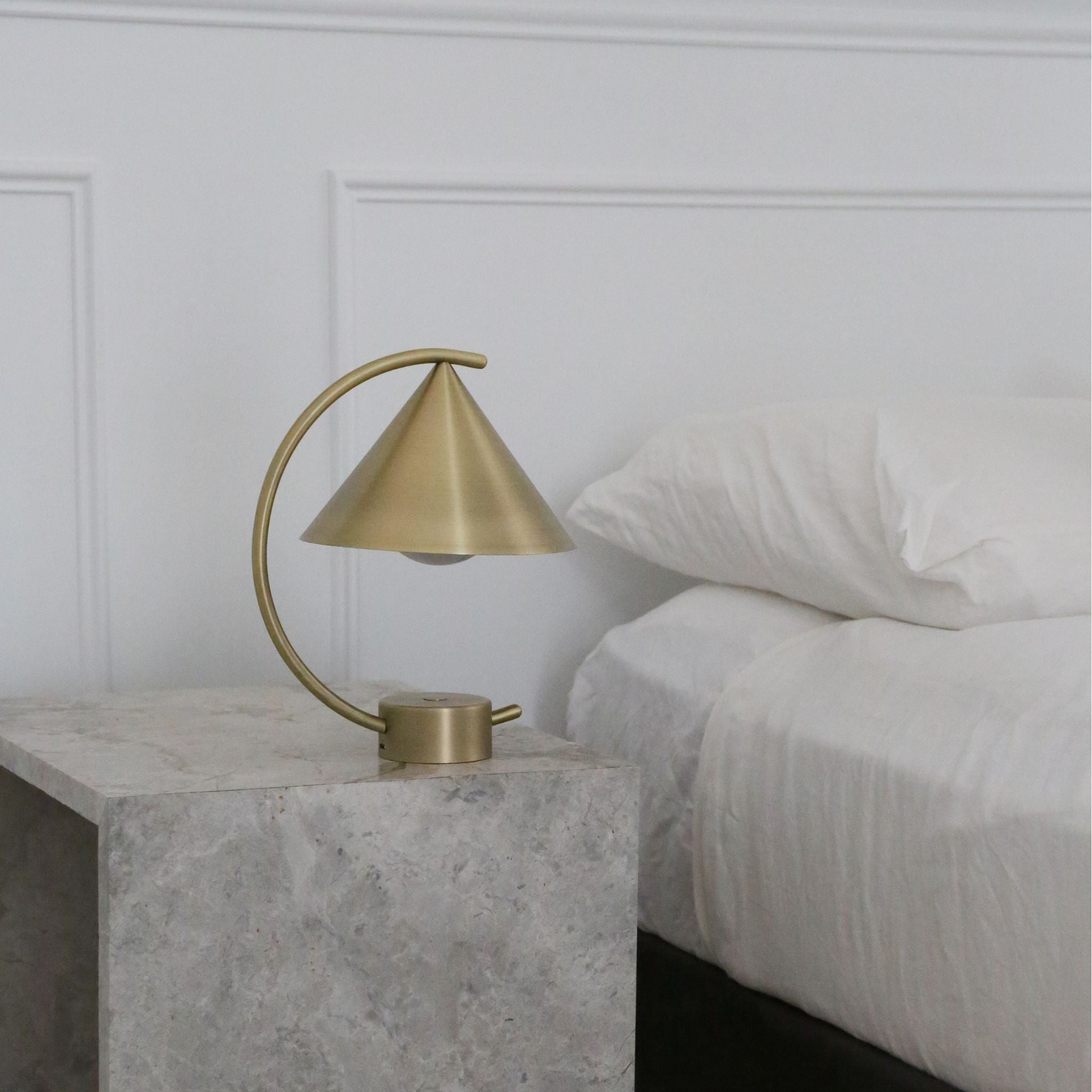 FERM LIVING Meridian Table Lamp - Portable Brass Desk Lamp for Bedroom, Living Room & Office - Modern Minimalist Lighting Decor for Home & Workspace