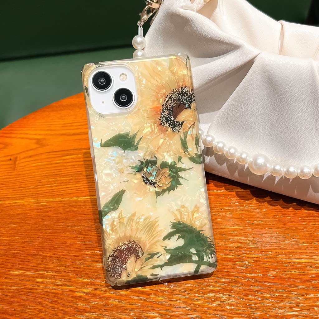 BANAILOA iPhone 13 Case with Sparkle Sunflower Design - Slim Soft Silicone Protective Phone Cover for Women (6.1 Inch) | Perfect for Everyday Use, Office & Gift Giving