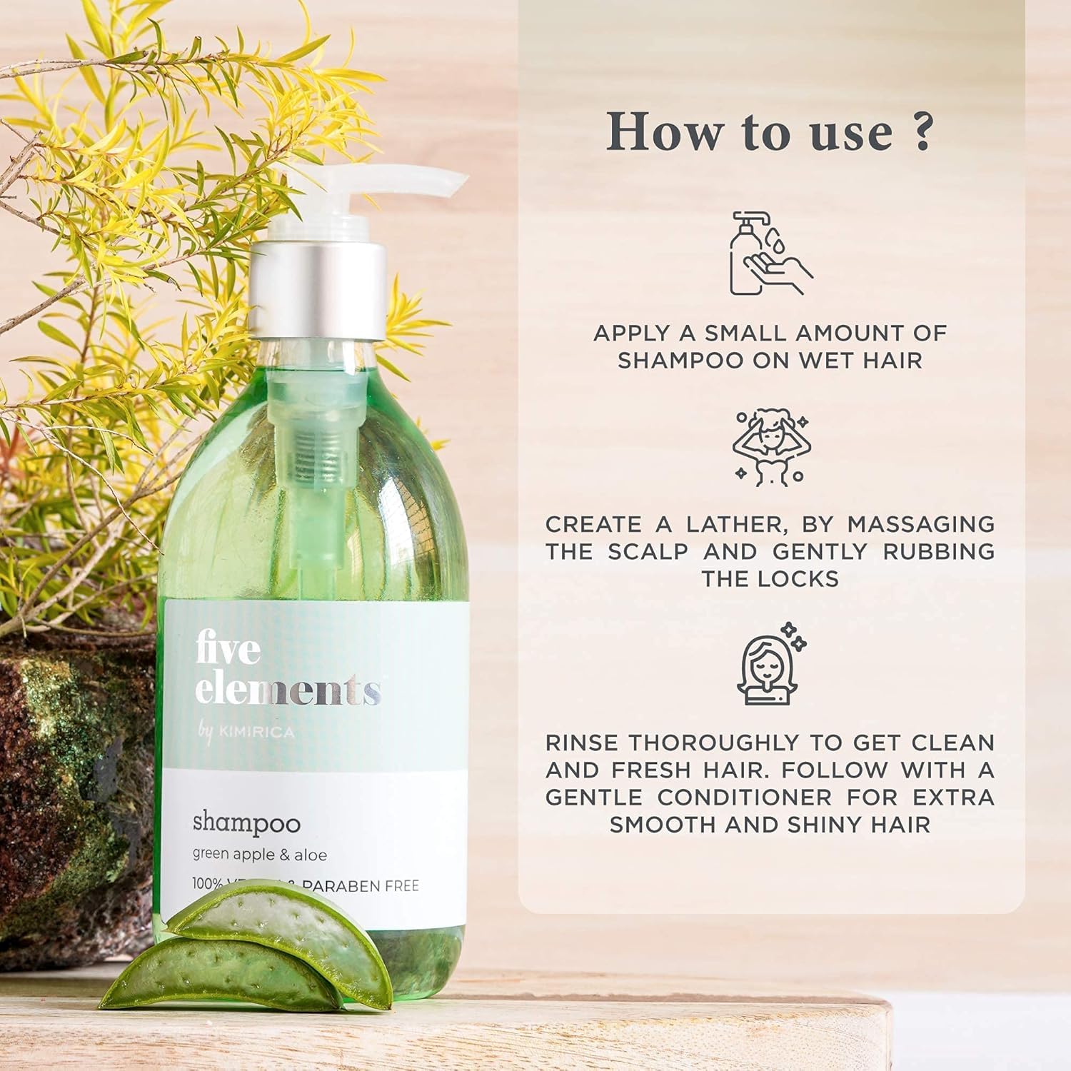 Green Apple & Aloe Vera Shampoo and Conditioner Set - Vegan, Paraben & SLS Free Hair Care Duo (300ml x 2) for Hydration & Shine - Perfect for Daily Use at Home, Gym, or Travel
