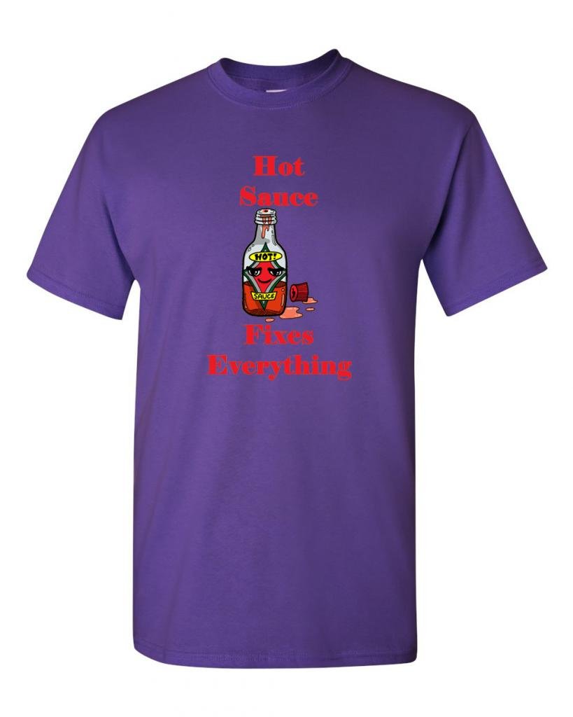 Hot Sauce Fixes Everything Funny Adult T-Shirt - Spicy Food Lover Gift for Men & Women - Perfect for BBQ, Parties & Casual Wear