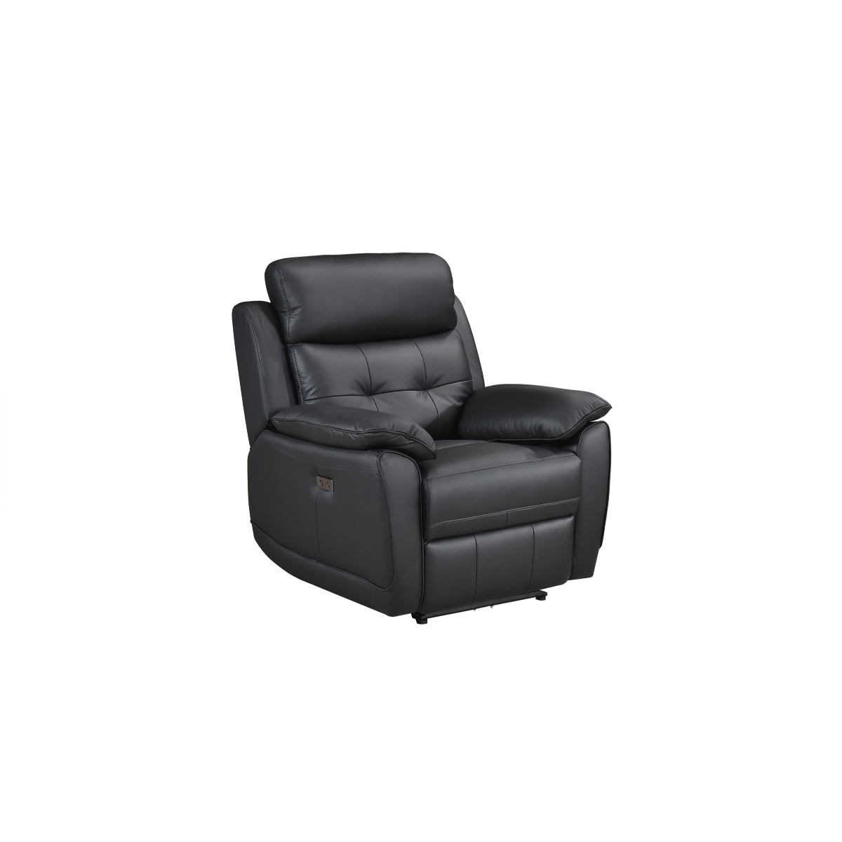 Premium Black Leather Power Reclining Chair with USB Charging Ports - Perfect for Living Room, Home Theater & Office Comfort