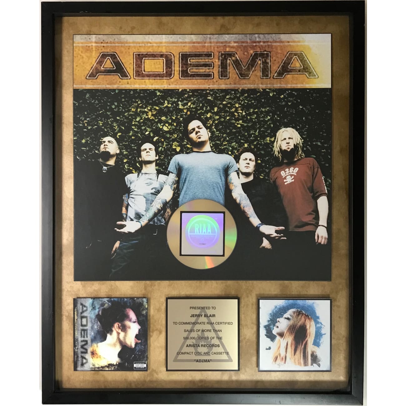 Adema Debut RIAA Gold Album Award - Certified Music Collectible for Fans & Memorabilia Enthusiasts | Perfect for Display in Music Rooms, Studios & Collections