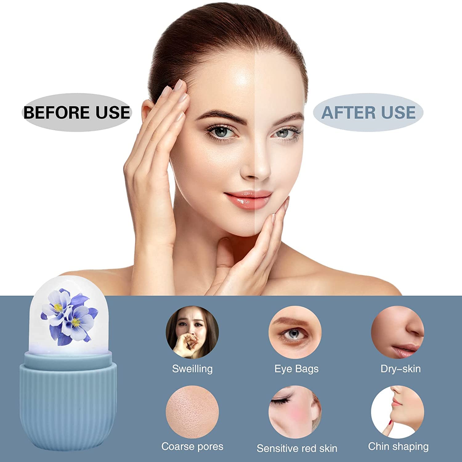 PECAPRO Jawline Exerciser & Ice Roller Combo - Facial Toning Tool for Men & Women - Double Chin Reducer & Skin Tightening - Perfect for Home Gym & Skincare Routine (2-Piece Set)