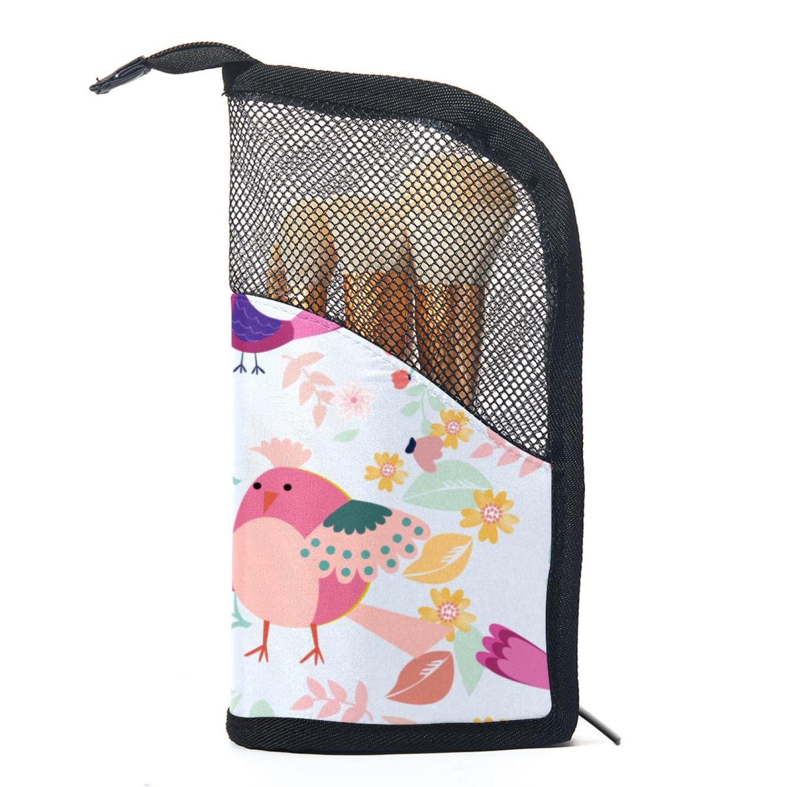 12-Piece Makeup Brush Organizer Bag with Floral Design - Portable Cosmetic Brush Holder Case for Travel, Home & Professional Use