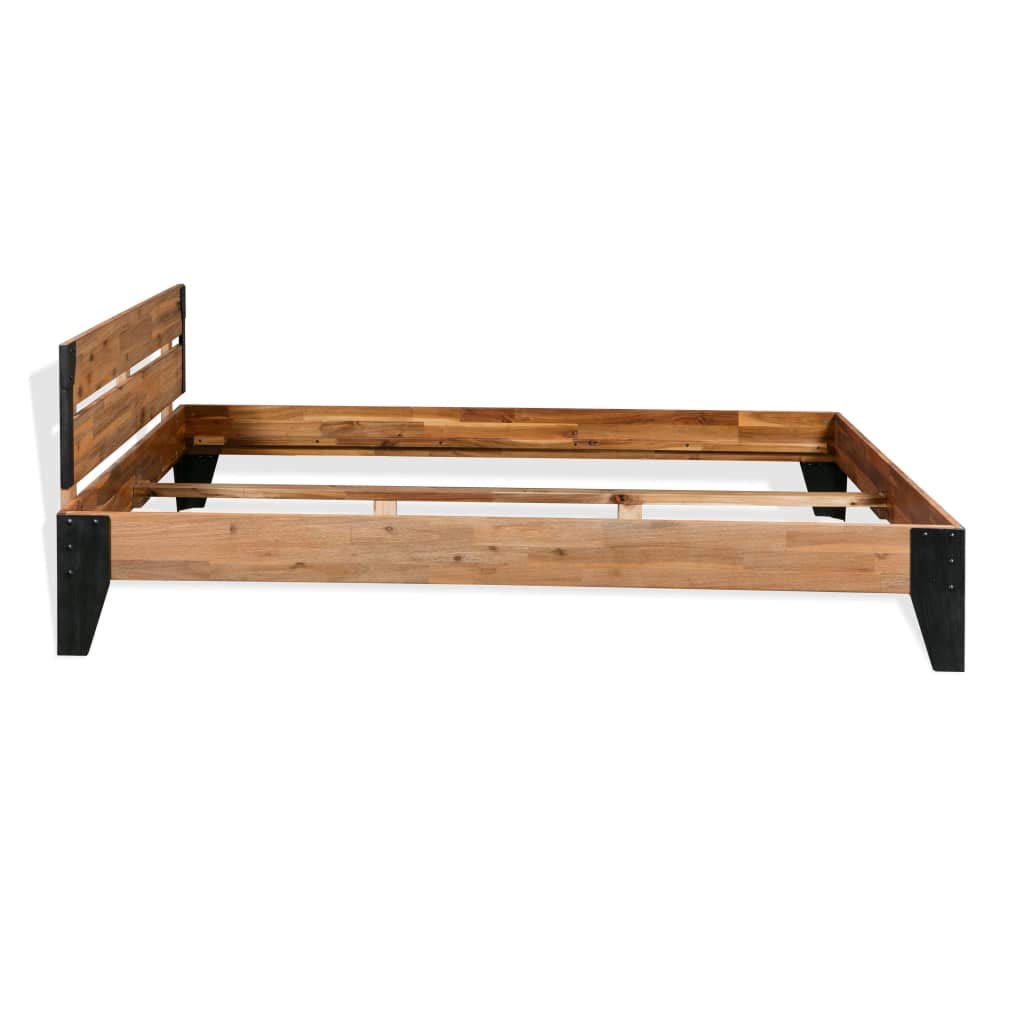 vidaXL Solid Acacia Wood Platform Bed Frame with Steel Support - 59.8