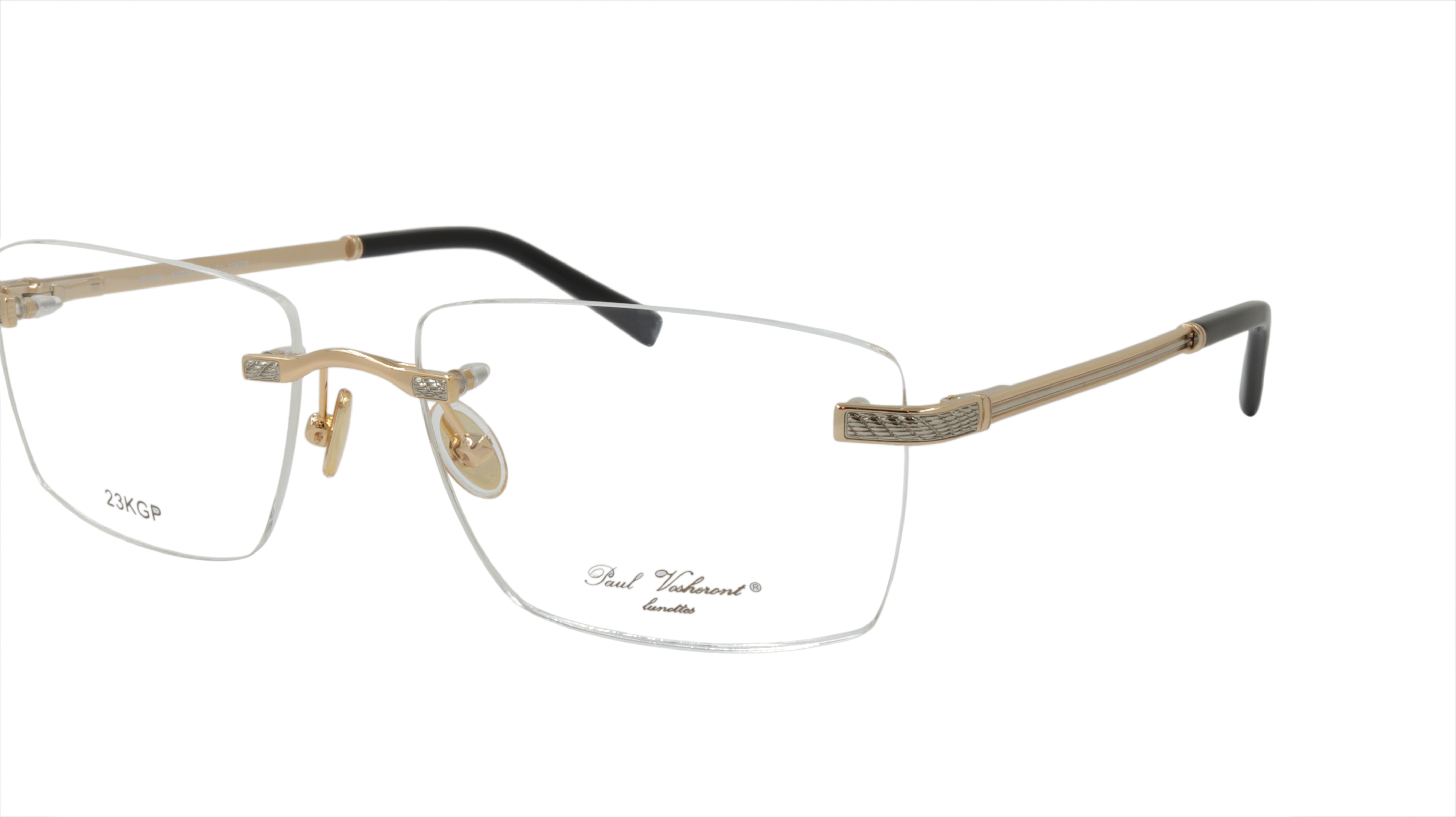 Paul Vosheront PV604 C1 Rimless Silver & Gold Acetate Optical Frames - Lightweight & Stylish Eyeglasses for Men & Women | Perfect for Reading, Work & Everyday Wear