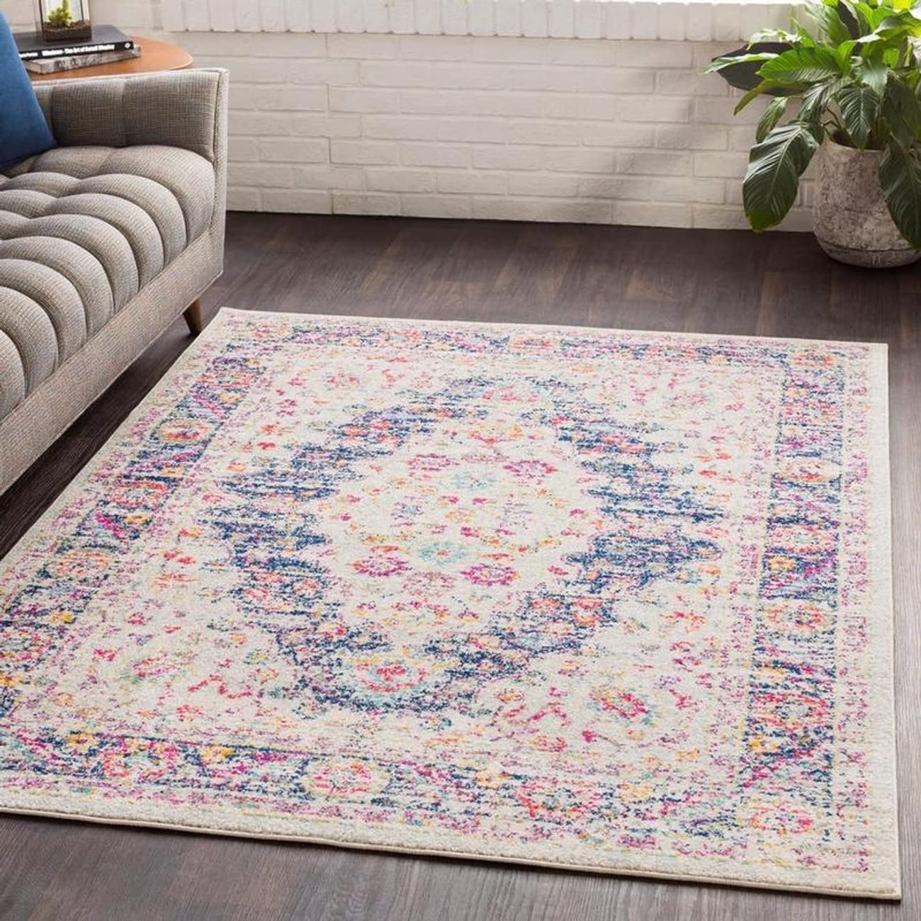 Mark&Day 5x7 Traditional Dark Blue Area Rug - Soft Modern Carpet for Living Room, Bedroom, Kitchen - Non-Slip Floor Mat (5'3
